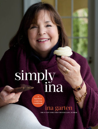 Simply Ina cookbook cover, featuring “simply ina” title text and Ina Garten name