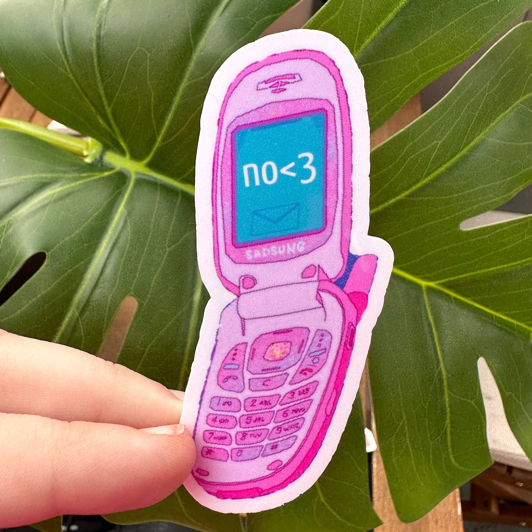 No <3 Flip Phone Sticker