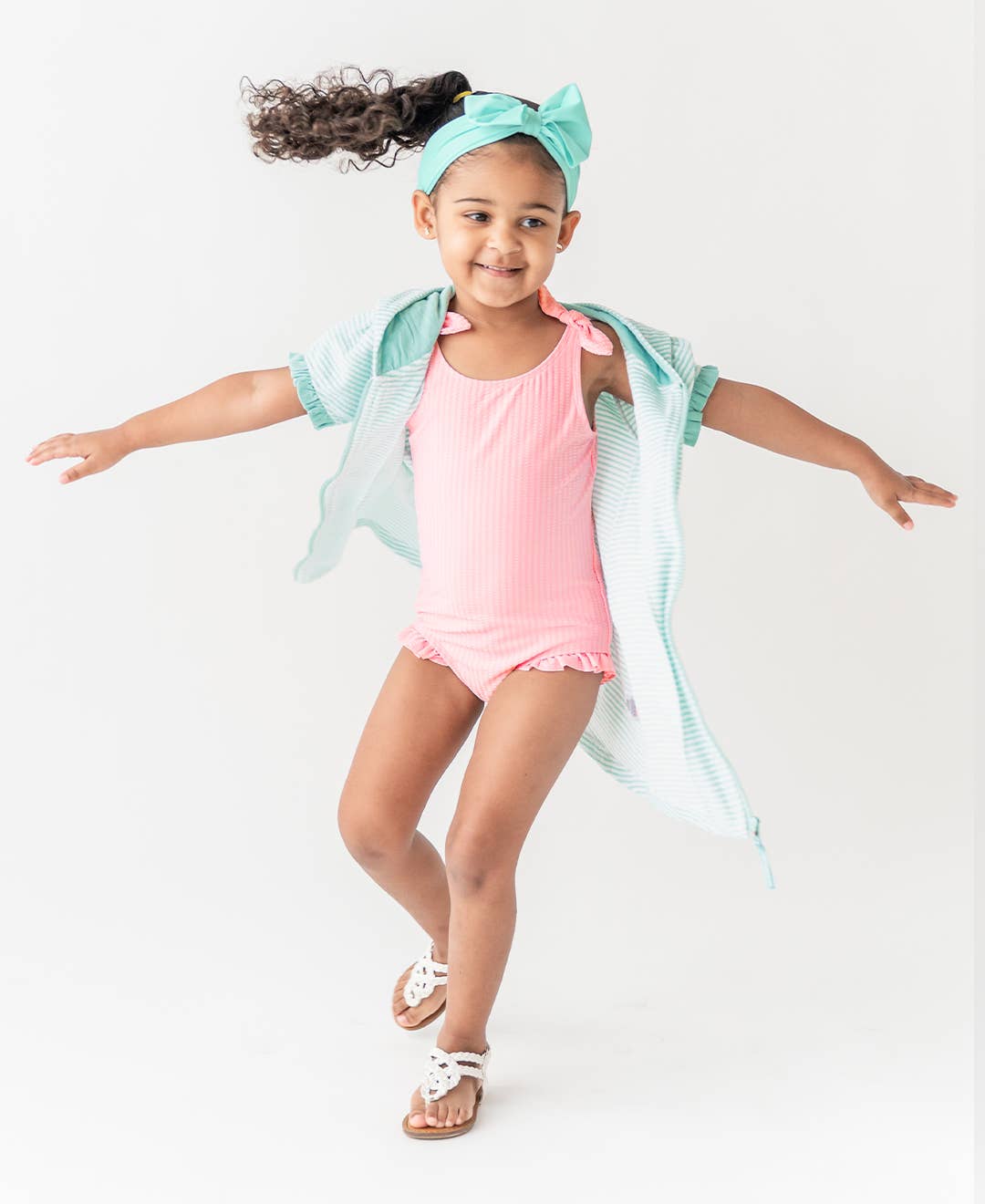 Tie Shoulder One Piece Swimsuit - Pink *FINAL SALE*
