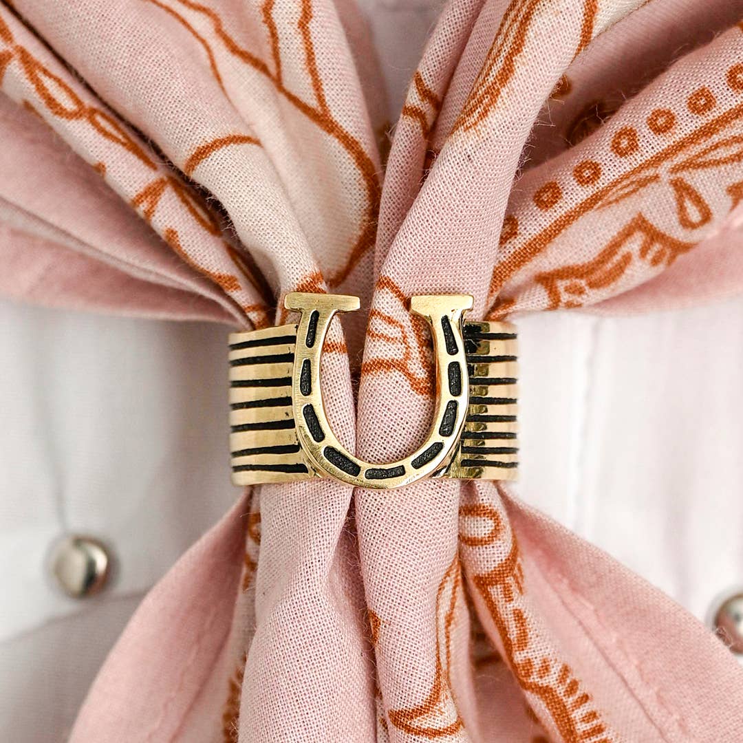 Horseshoe Brass Bandana Slide