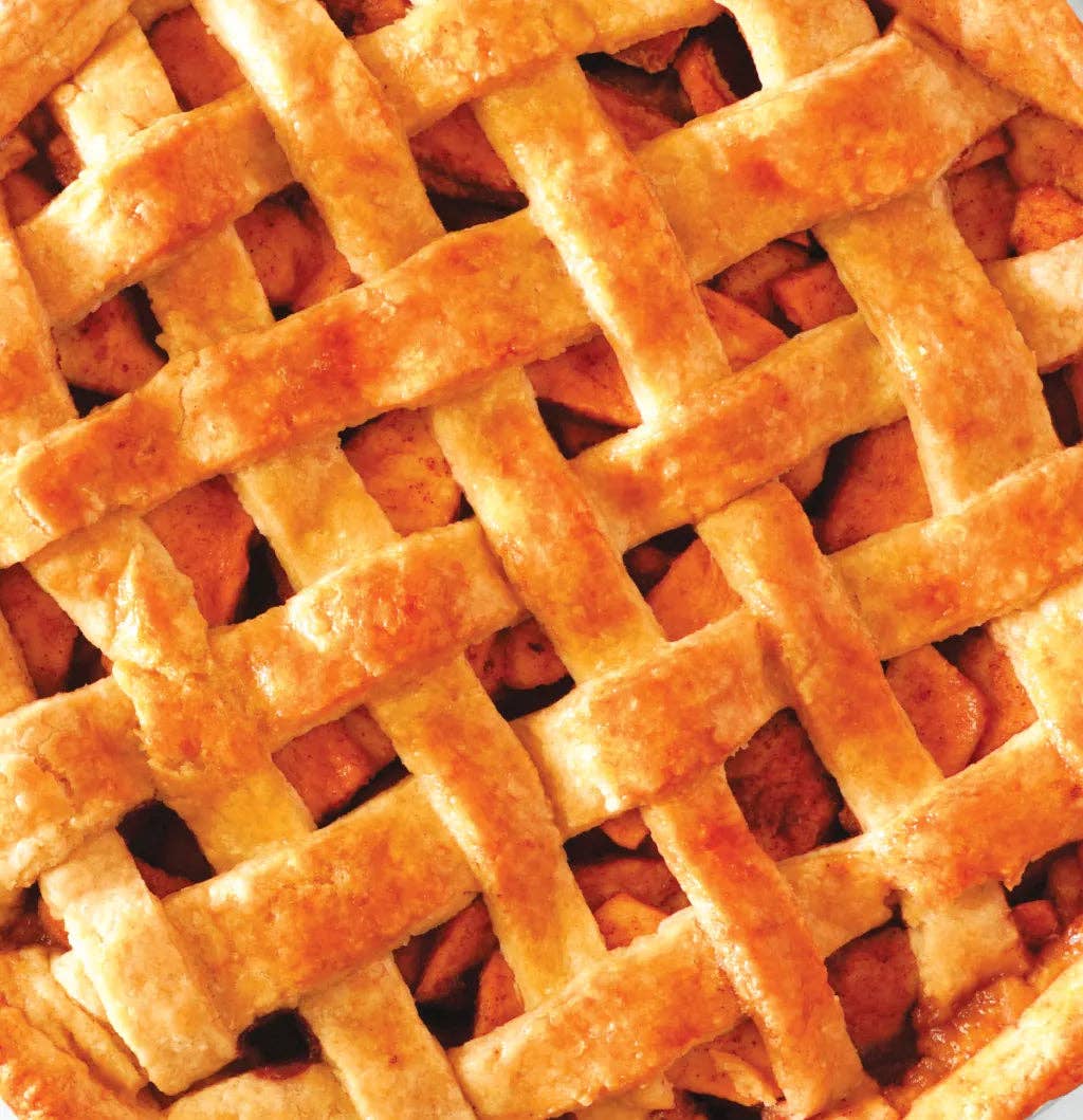 Orange pie-crust mixer cubes in a lattice grid pattern