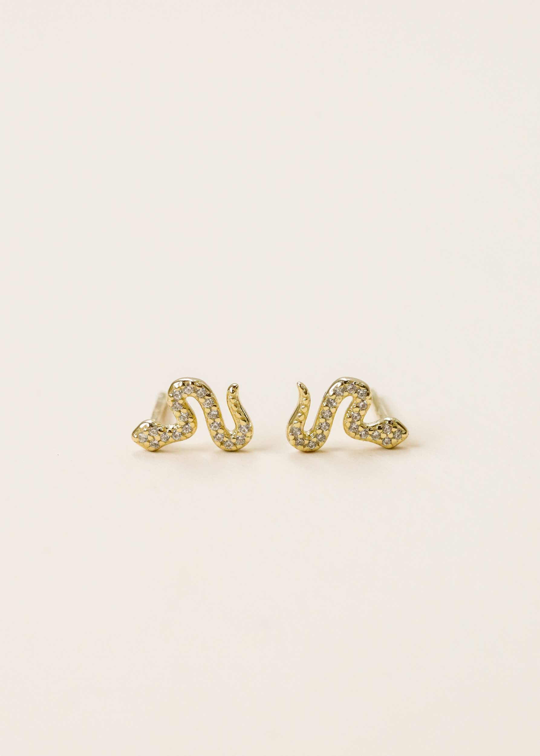 Snake Pave Stud Gold Earrings
