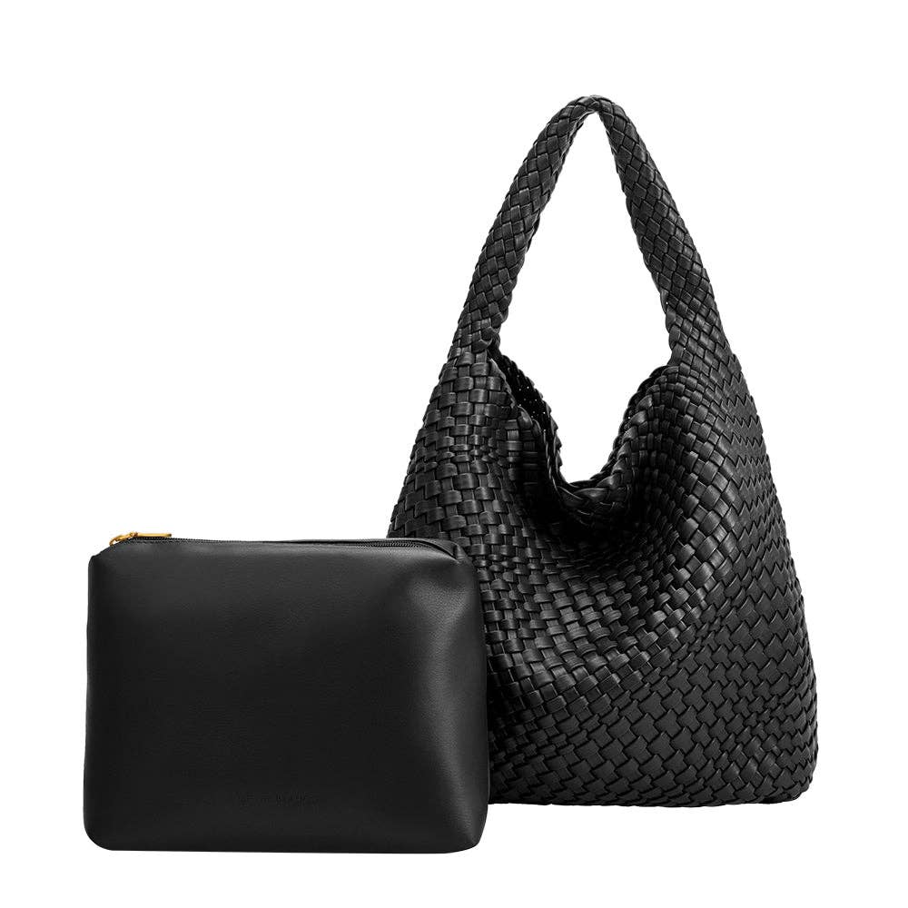 Johanna Large Vegan Shoulder Bag - Black