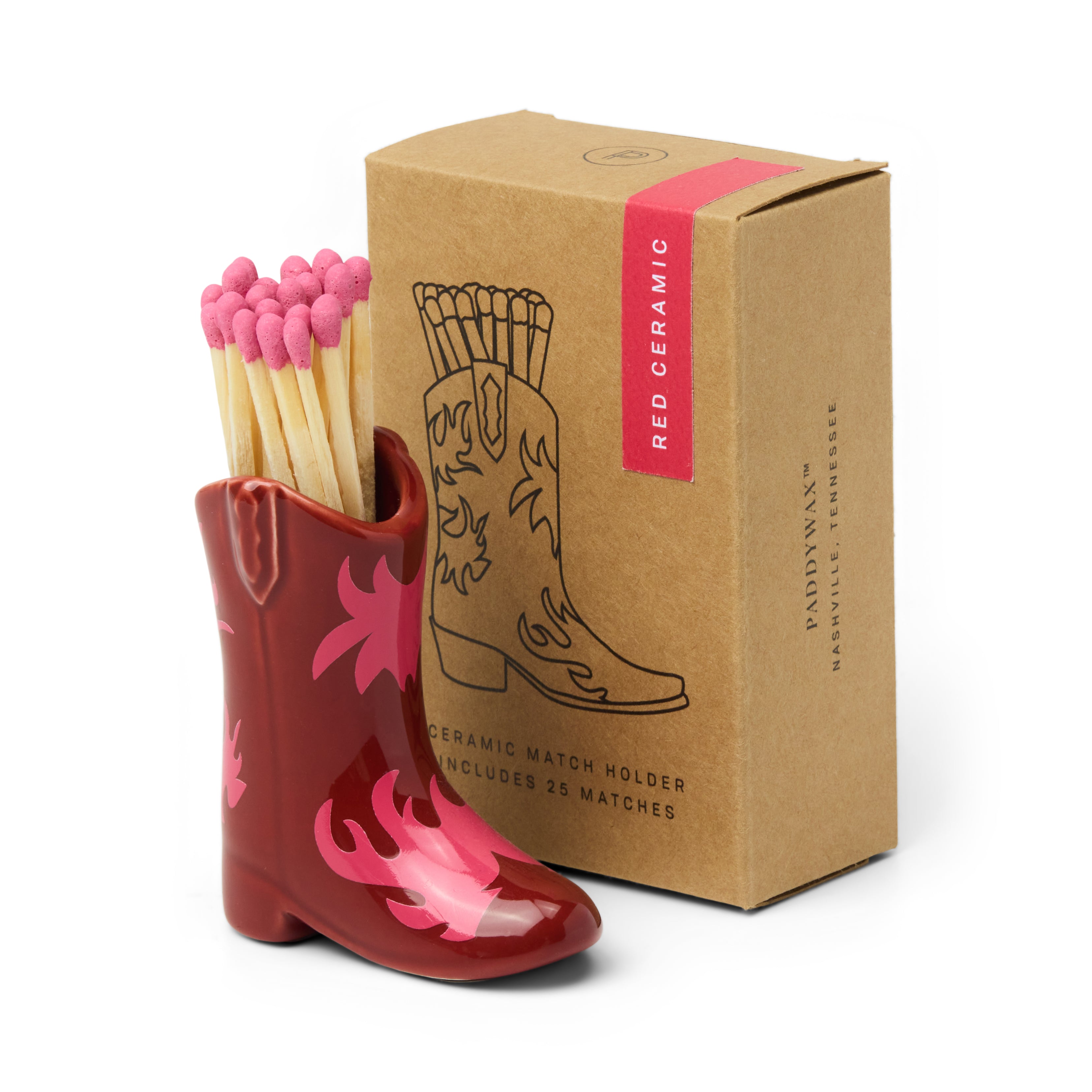 Red & Pink Cowboy Boot Match Holder