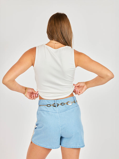 Dearly Squared Neck Tank - White