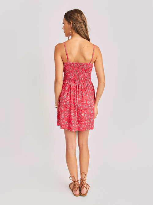 Firecracker Shirred Mini Dress