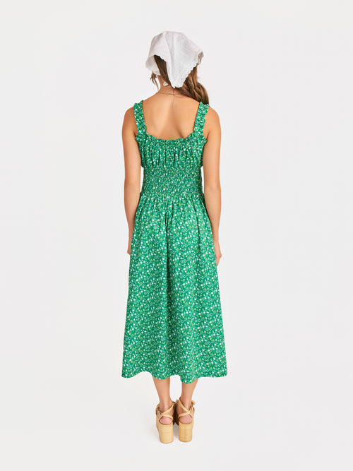Sun Escape Shirred Waist Midi Dress
