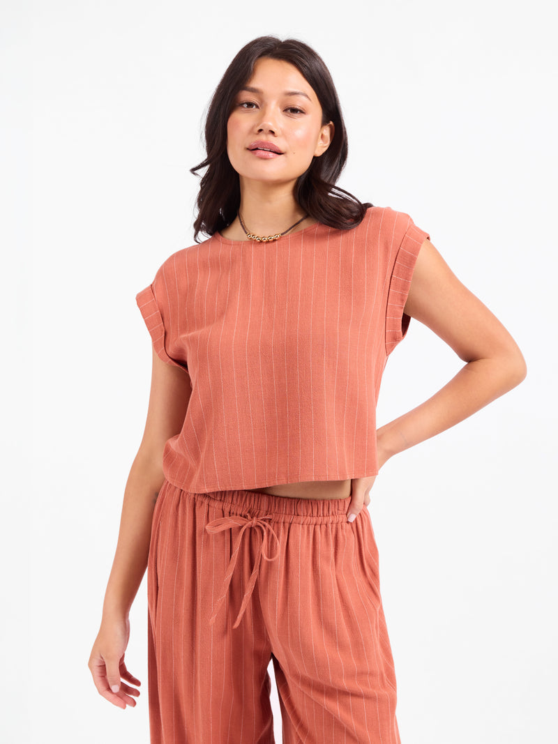 Sugarloaf Stripe Cuffed Top