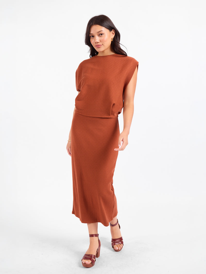 Soft Cedar Tapered Knit Top