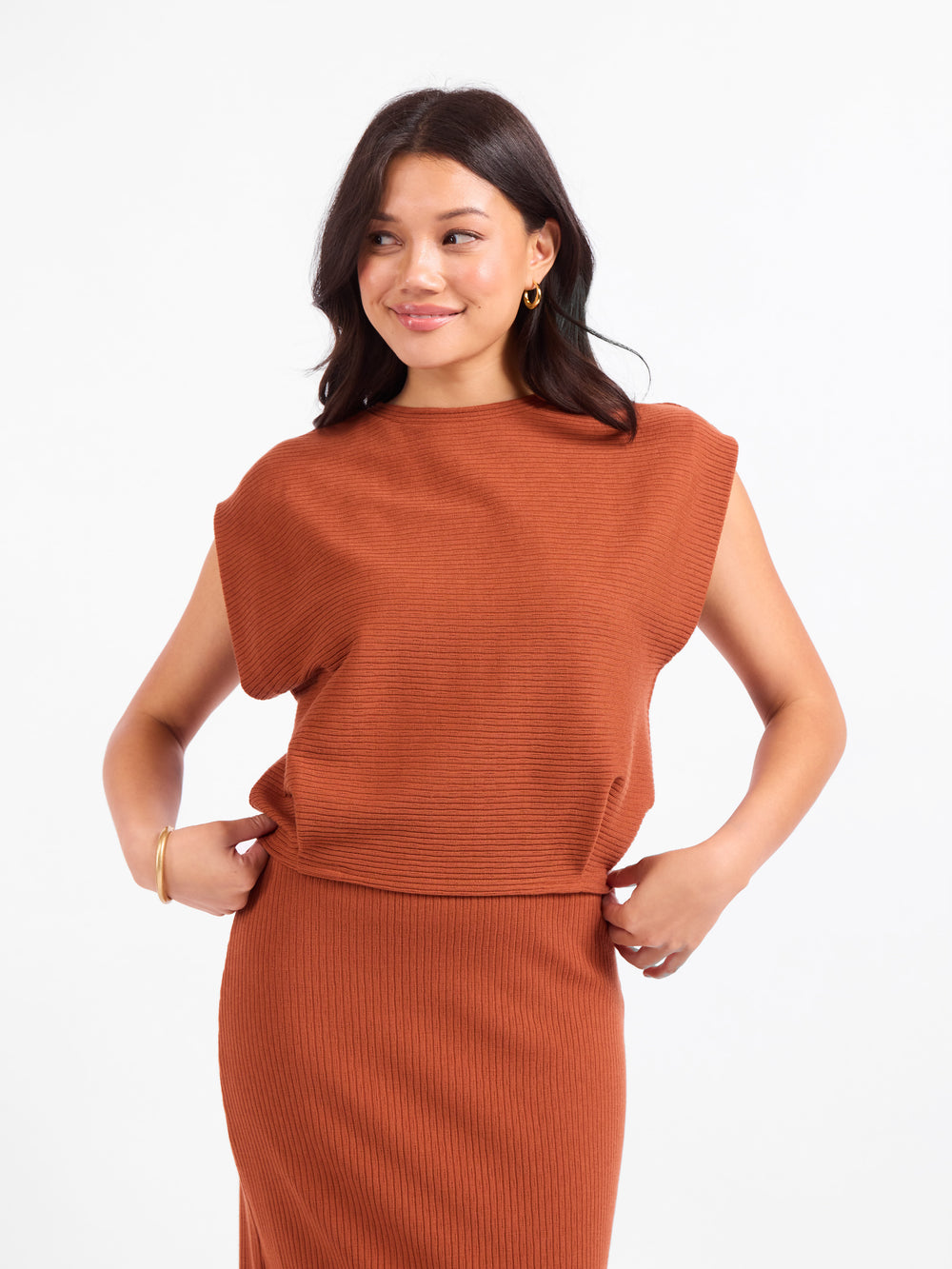 Soft Cedar Tapered Knit Top