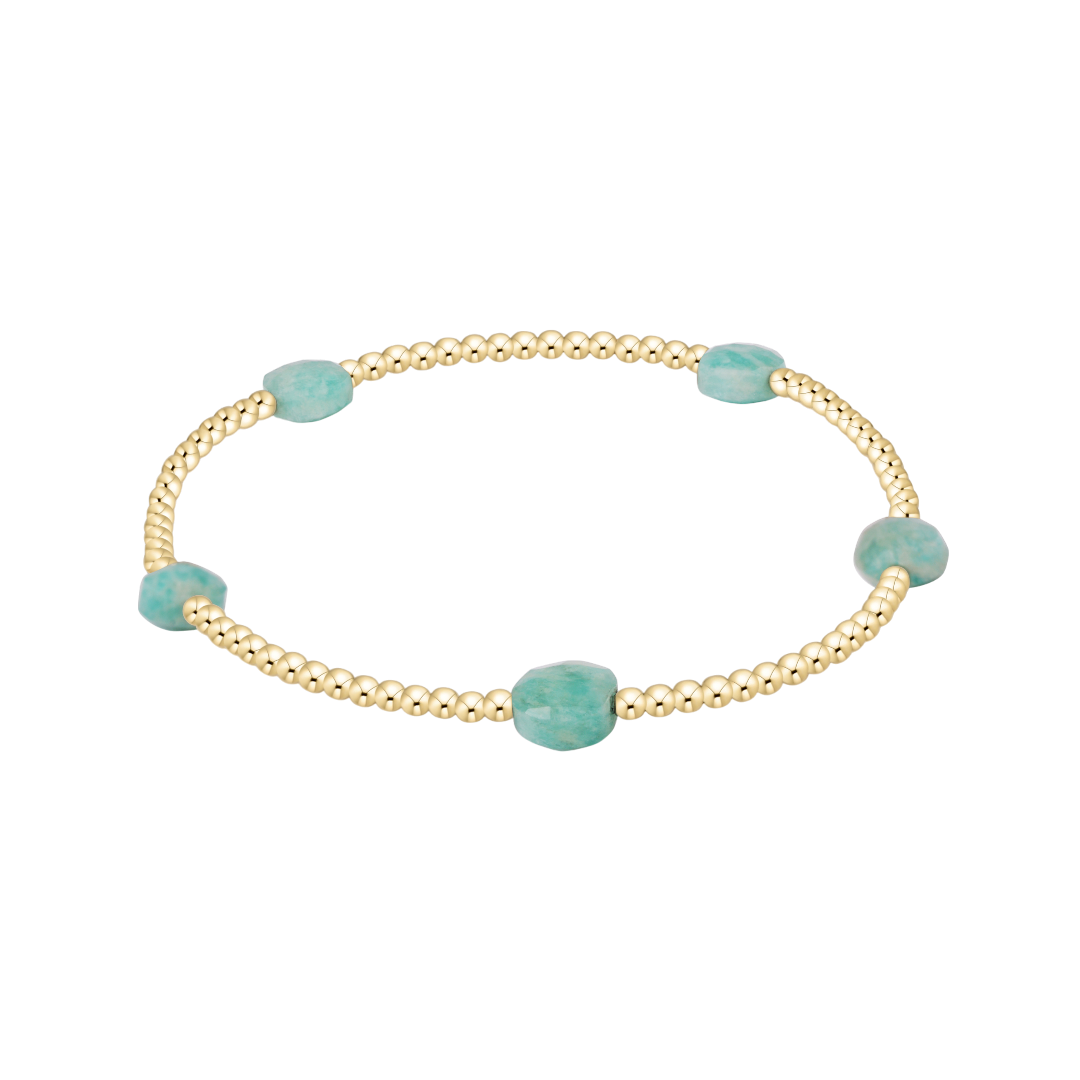 Admire Small Gem 2mm Gold Bracelet - Amazonite