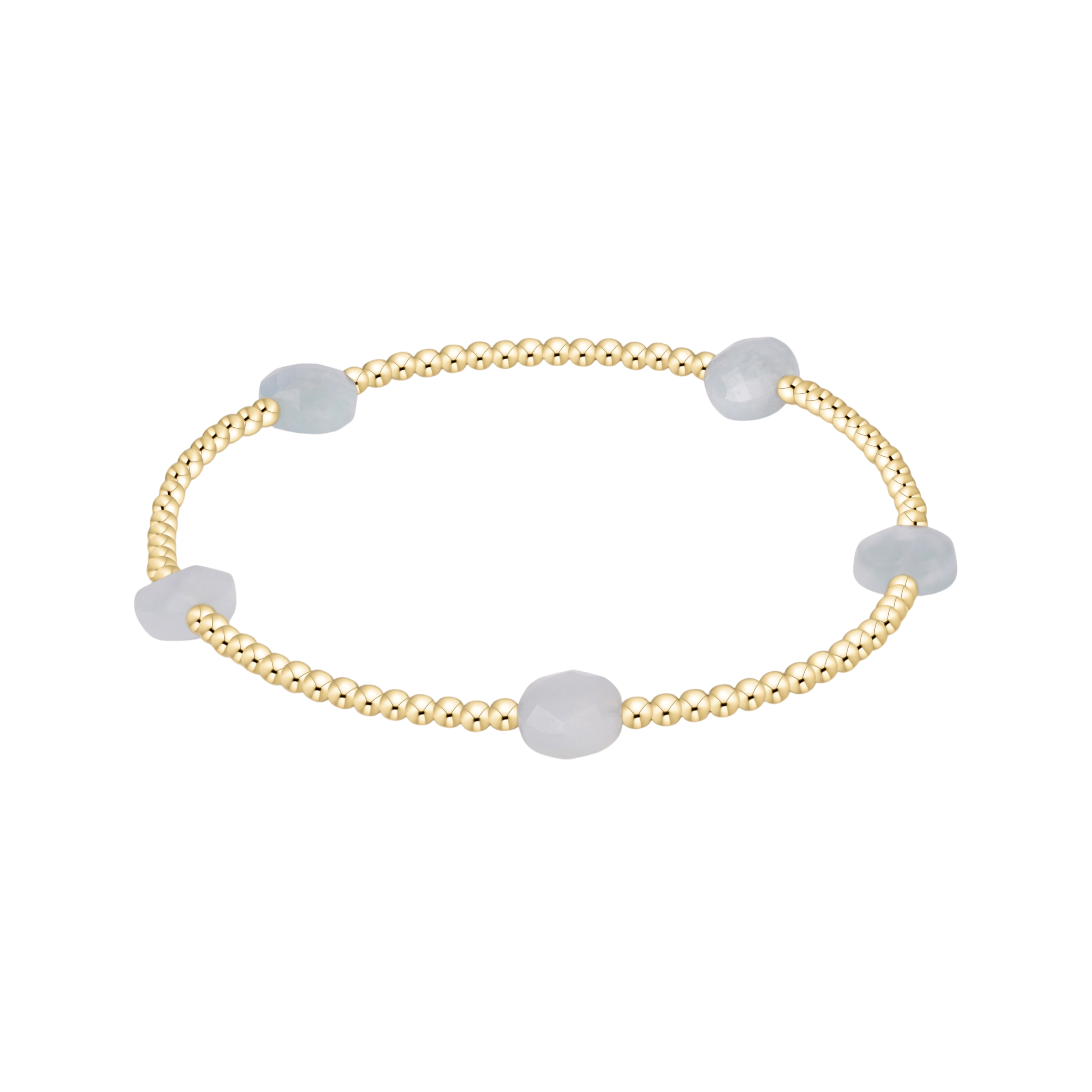 Admire Small Gem 2mm Gold Bracelet - Aquamarine