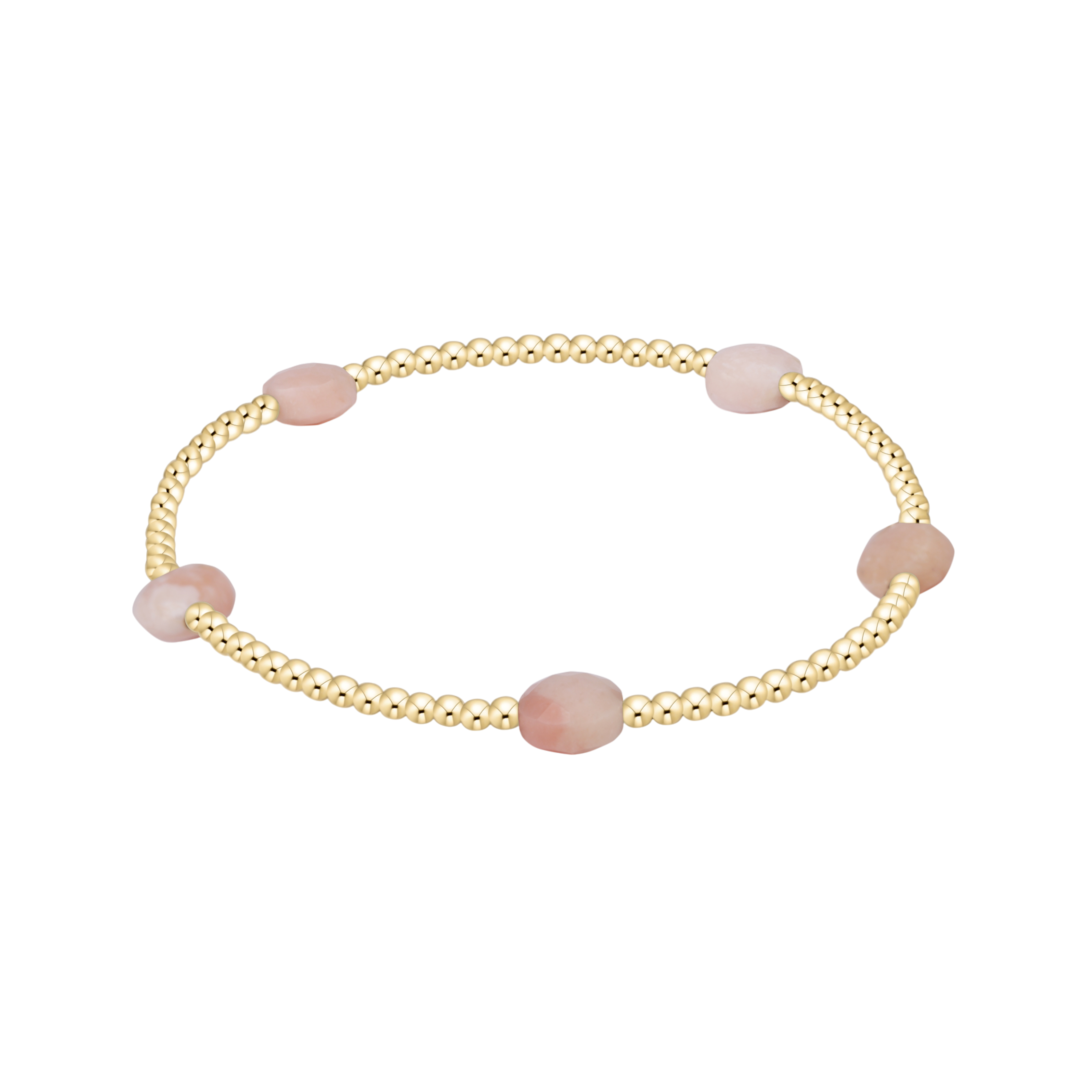 Admire Small Gem 2mm Gold Bracelet - Pink Opal