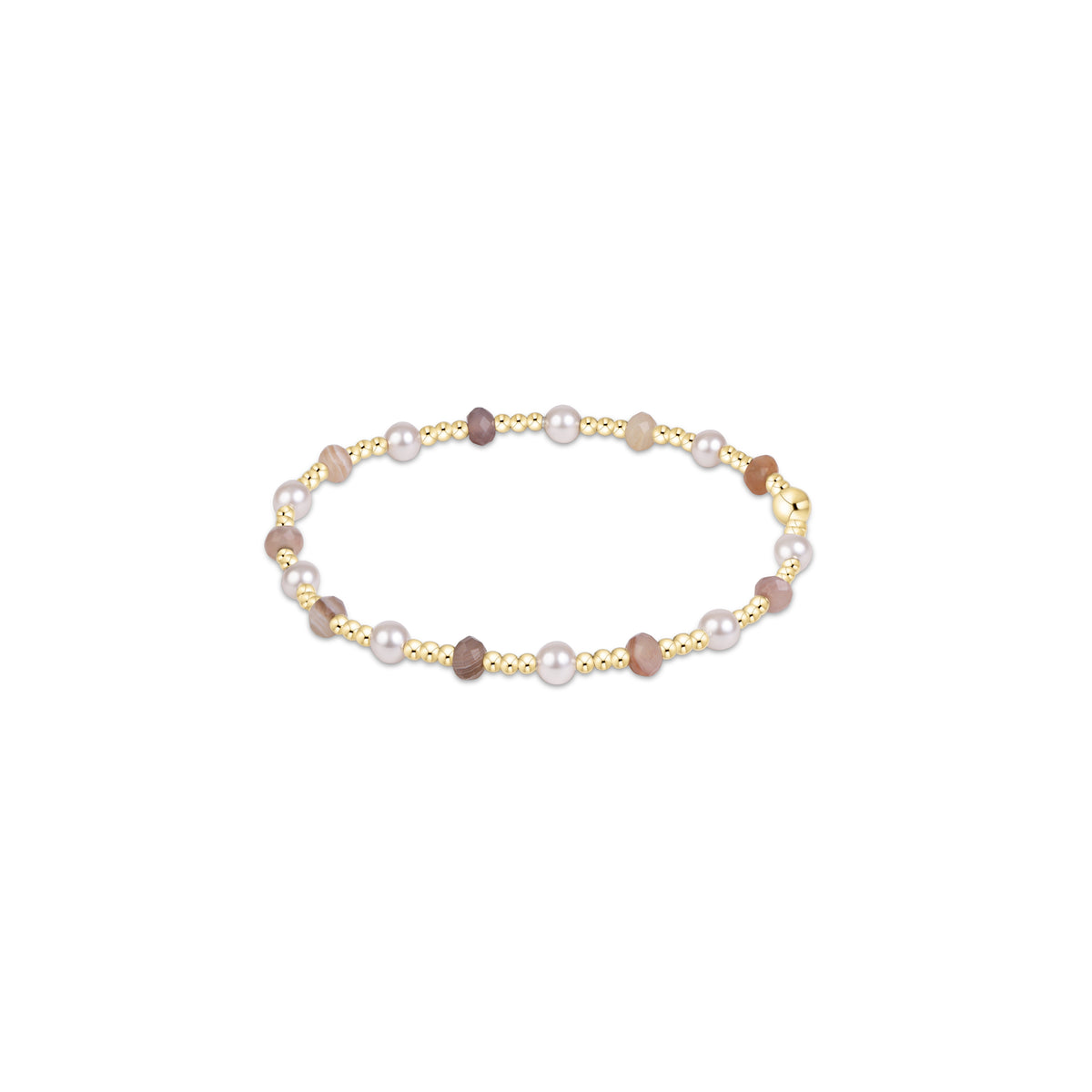 Pearl and gemstone bead bracelet with light blue and pink stones, 4mm
