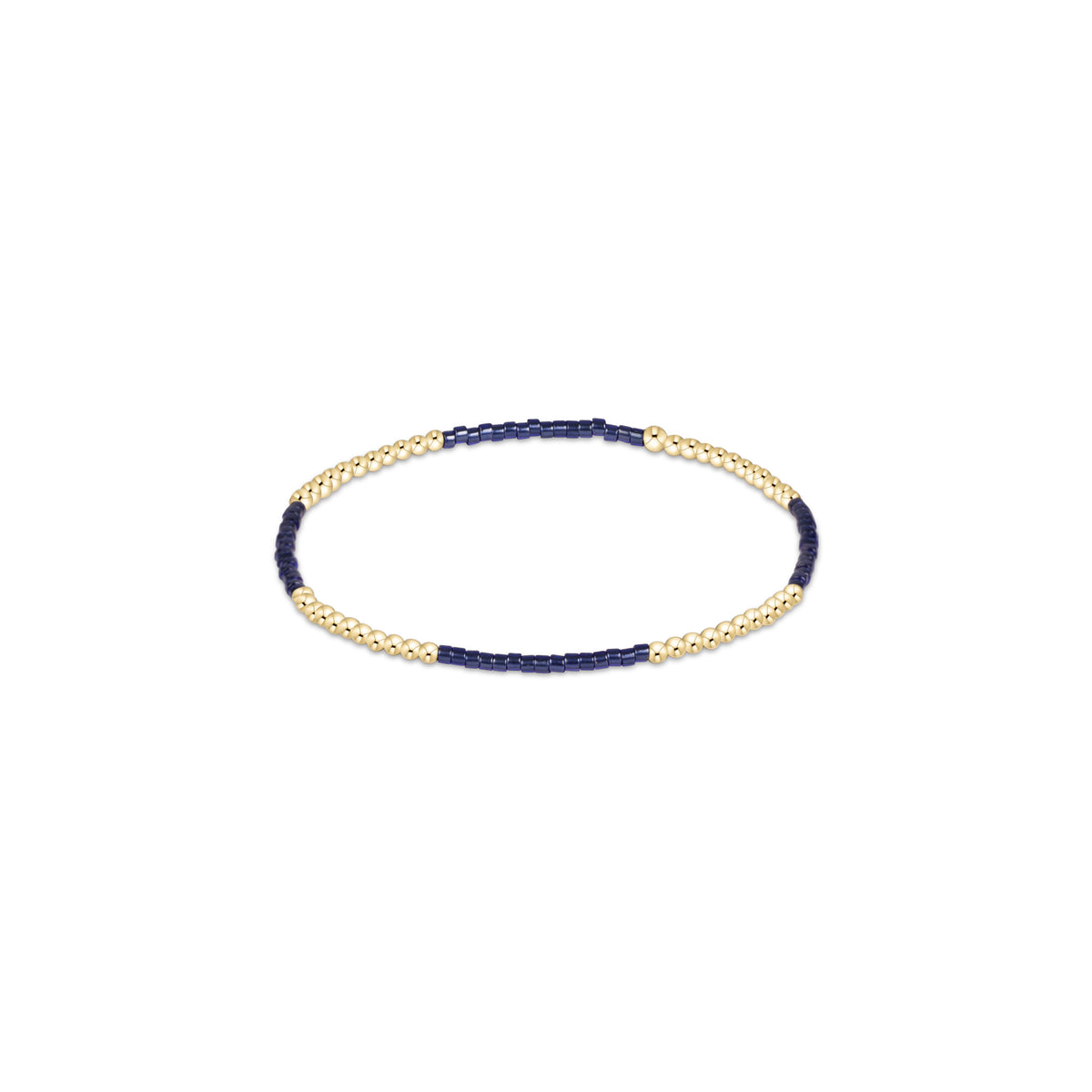 Beaded bracelet with navy center and gold beads
