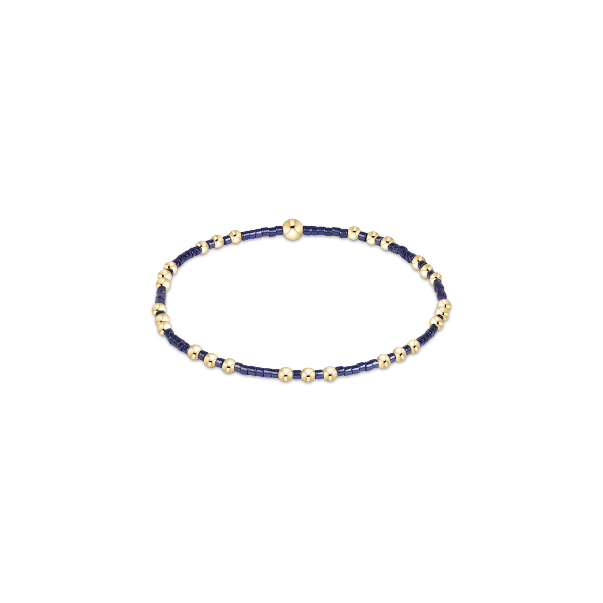 Navy beaded bracelet with gold beads and toggle clasp