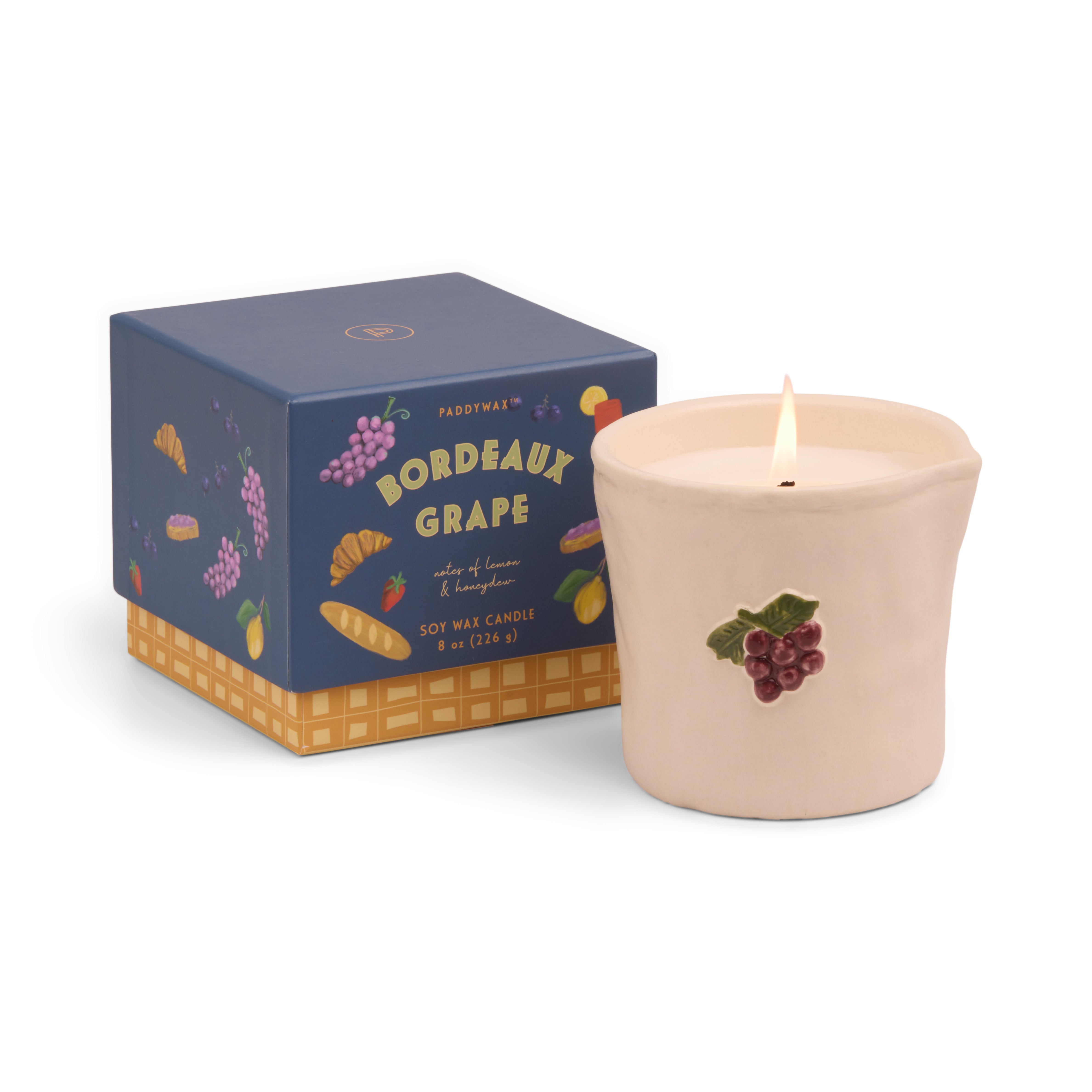 Bordeaux Grape Bistro Ceramic Candle