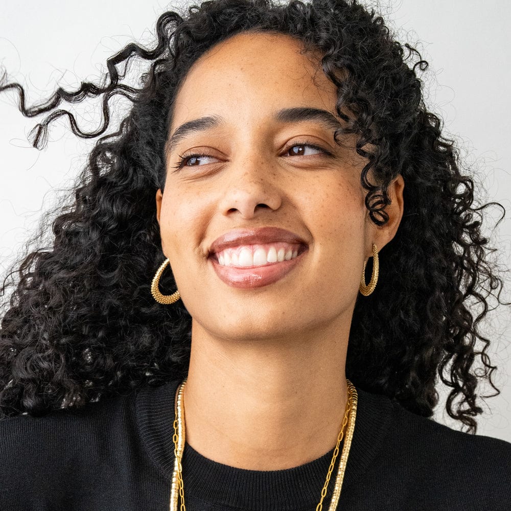 Hillary Textured Brass Hoop Earrings