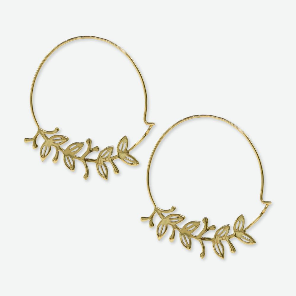 Madelyn Botanical Leaves Hoop Earrings