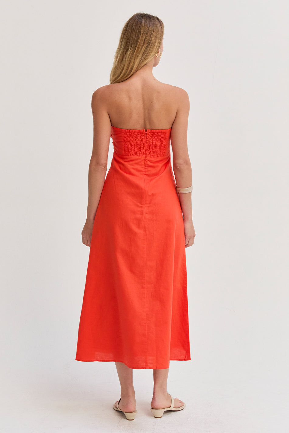 Emery Linen Front Twist Midi Dress