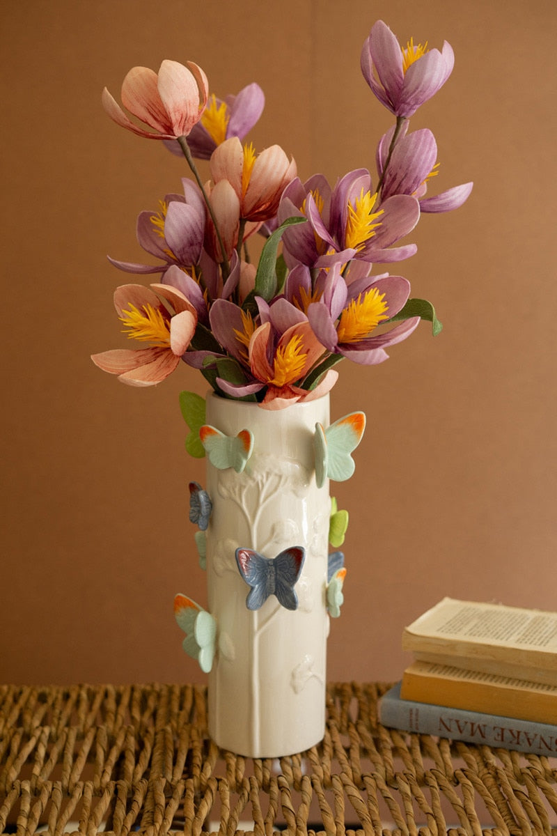 Colorful Butterflies Ceramic Vase