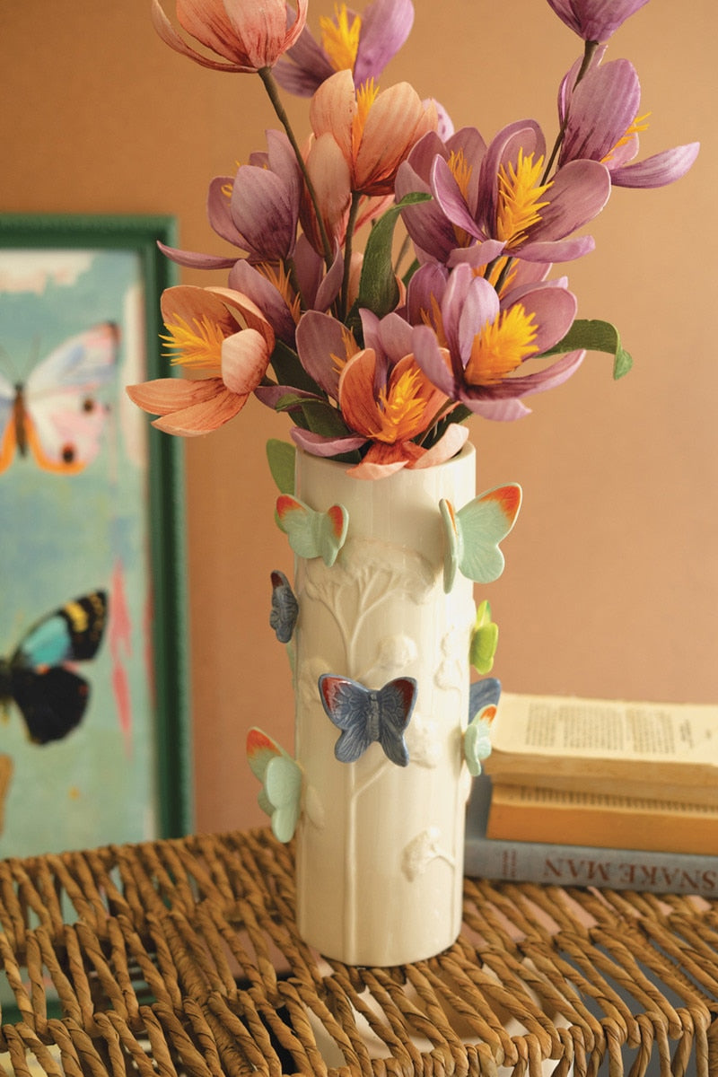 Colorful Butterflies Ceramic Vase