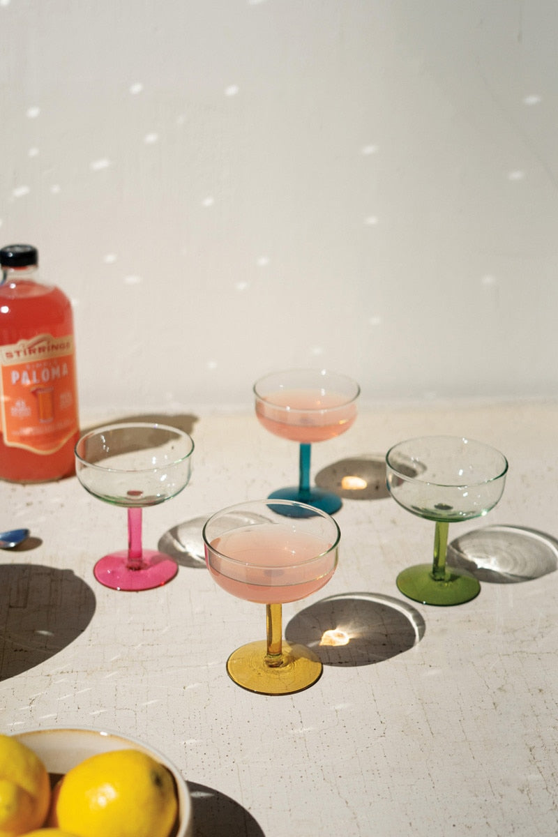 Colored Stem Coupe Glass
