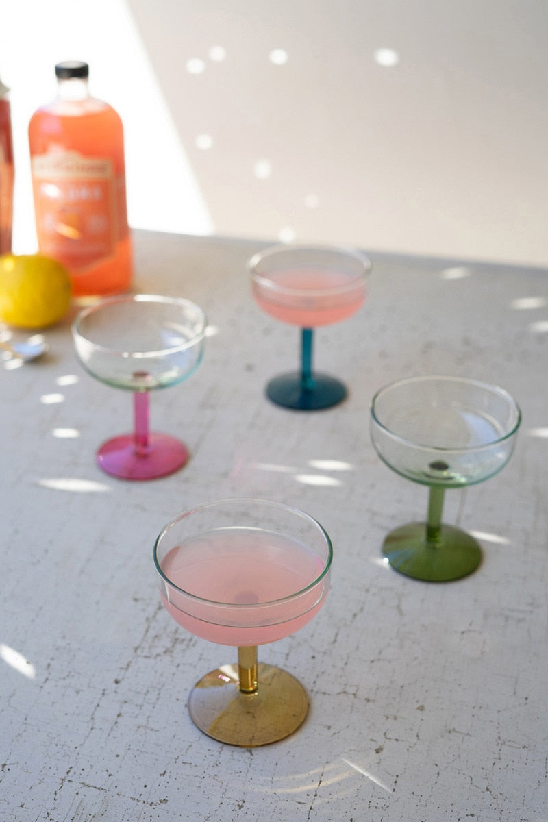 Colored Stem Coupe Glass