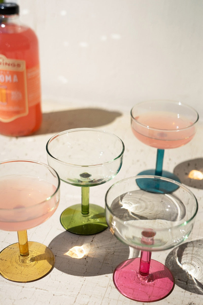 Colored Stem Coupe Glass