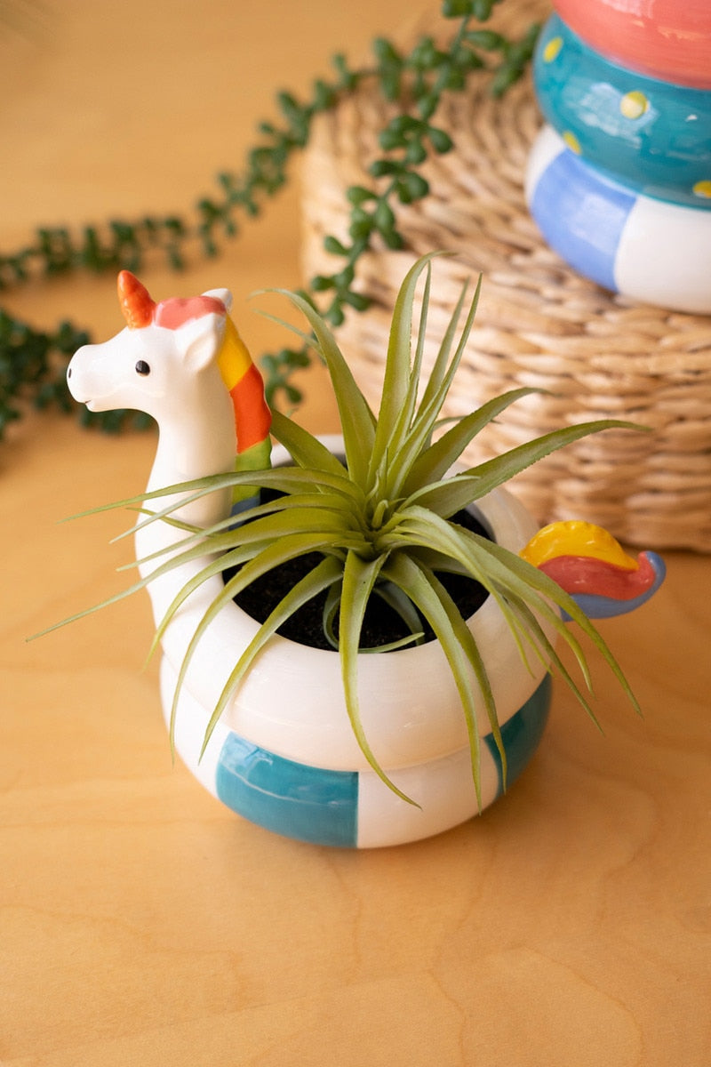 Ceramic Flamingo and Unicorn Floatie Vase