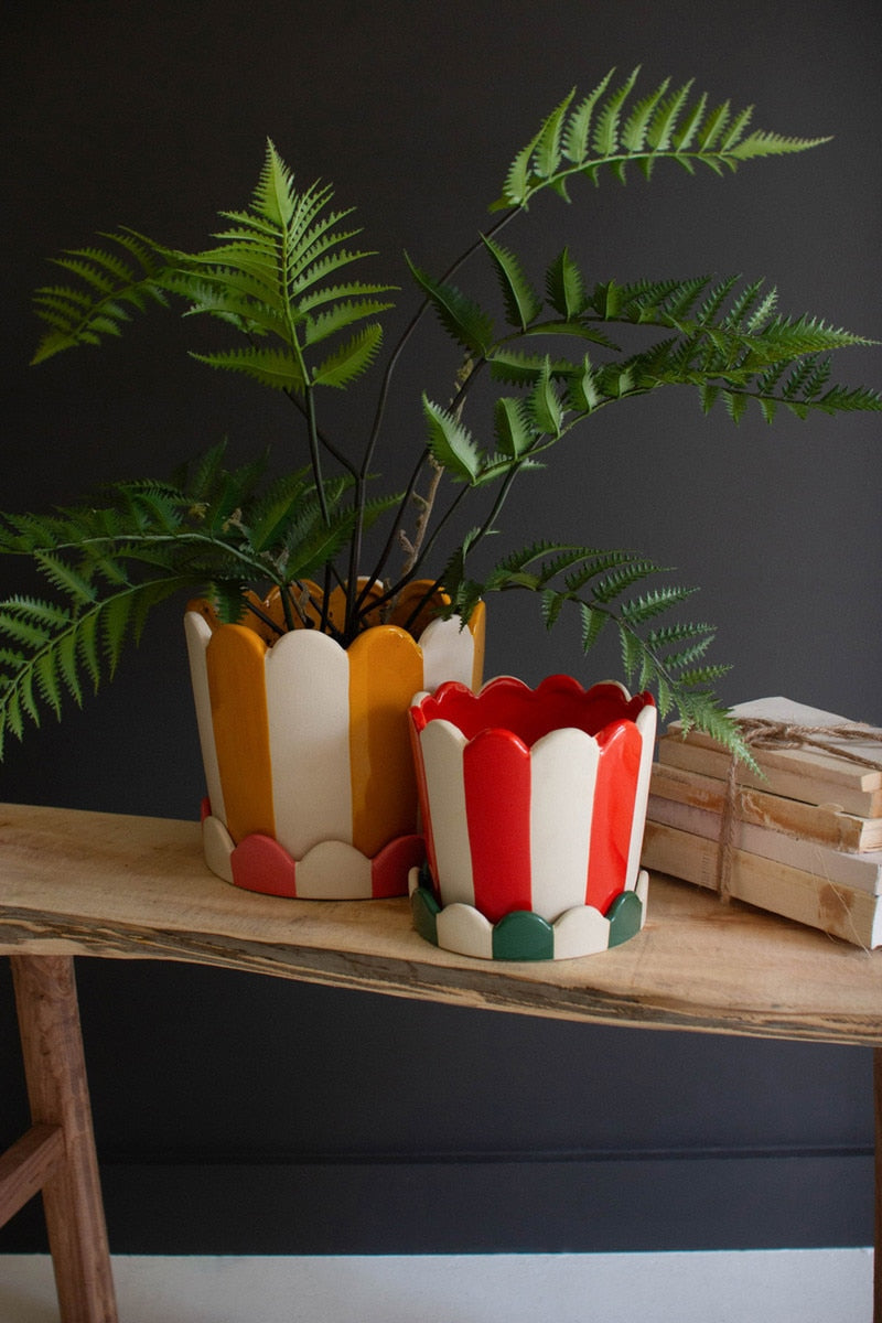 Striped Ceramic Planter