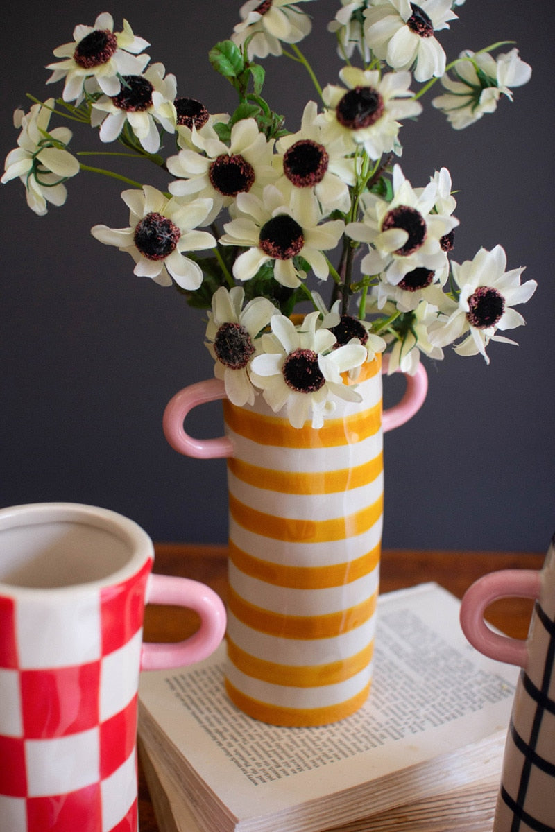 Patterned Double Handle Vase