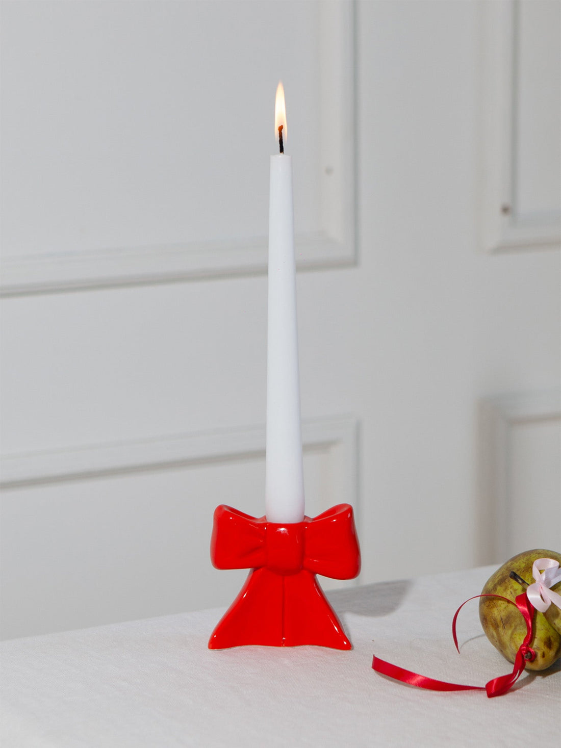 Red Bow Small Candle Holder