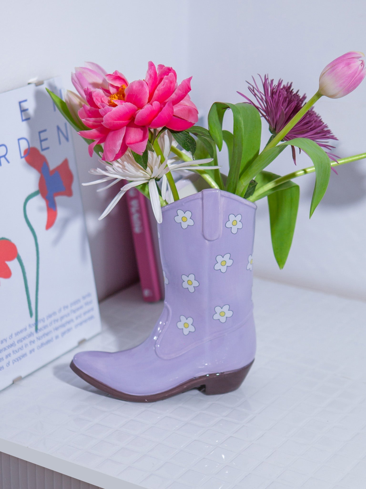 Rodeo Cowboy Boot Vase - Lilac