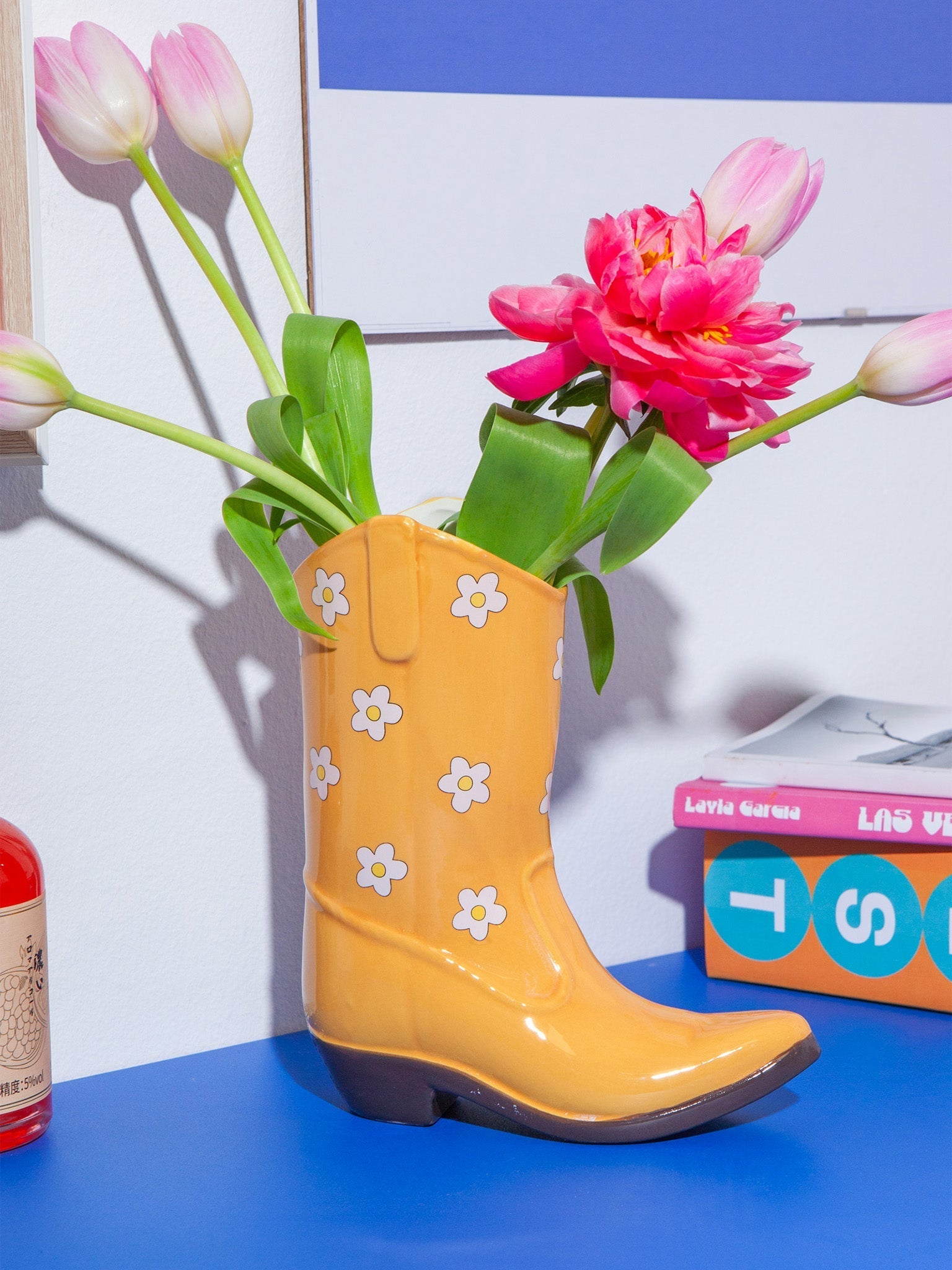 Rodeo Cowboy Boot Vase - Yellow