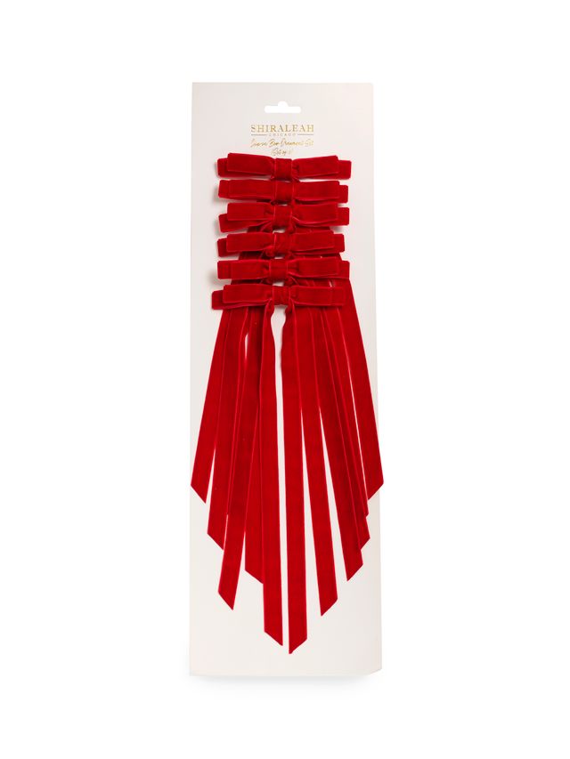 Velvet Clip On Bow Set - Red