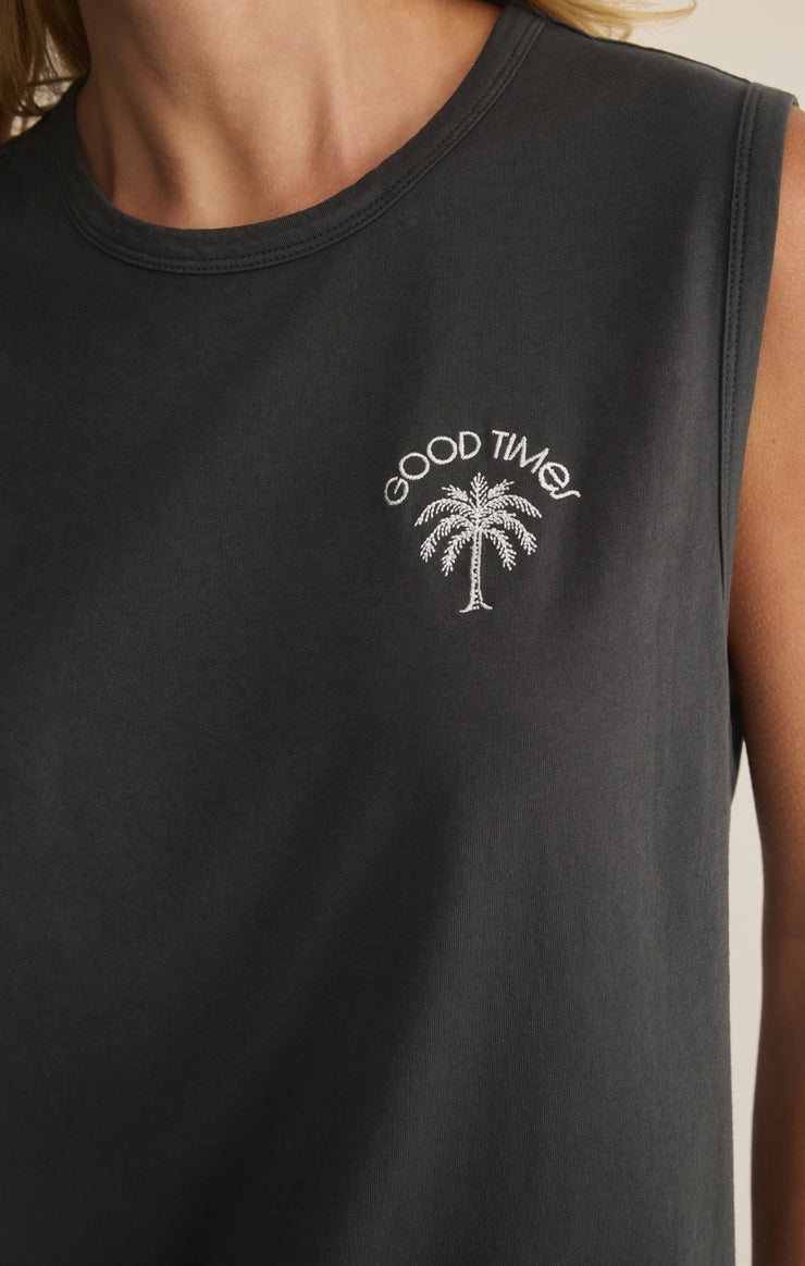 Good Times Muscle Tank - Black Sand