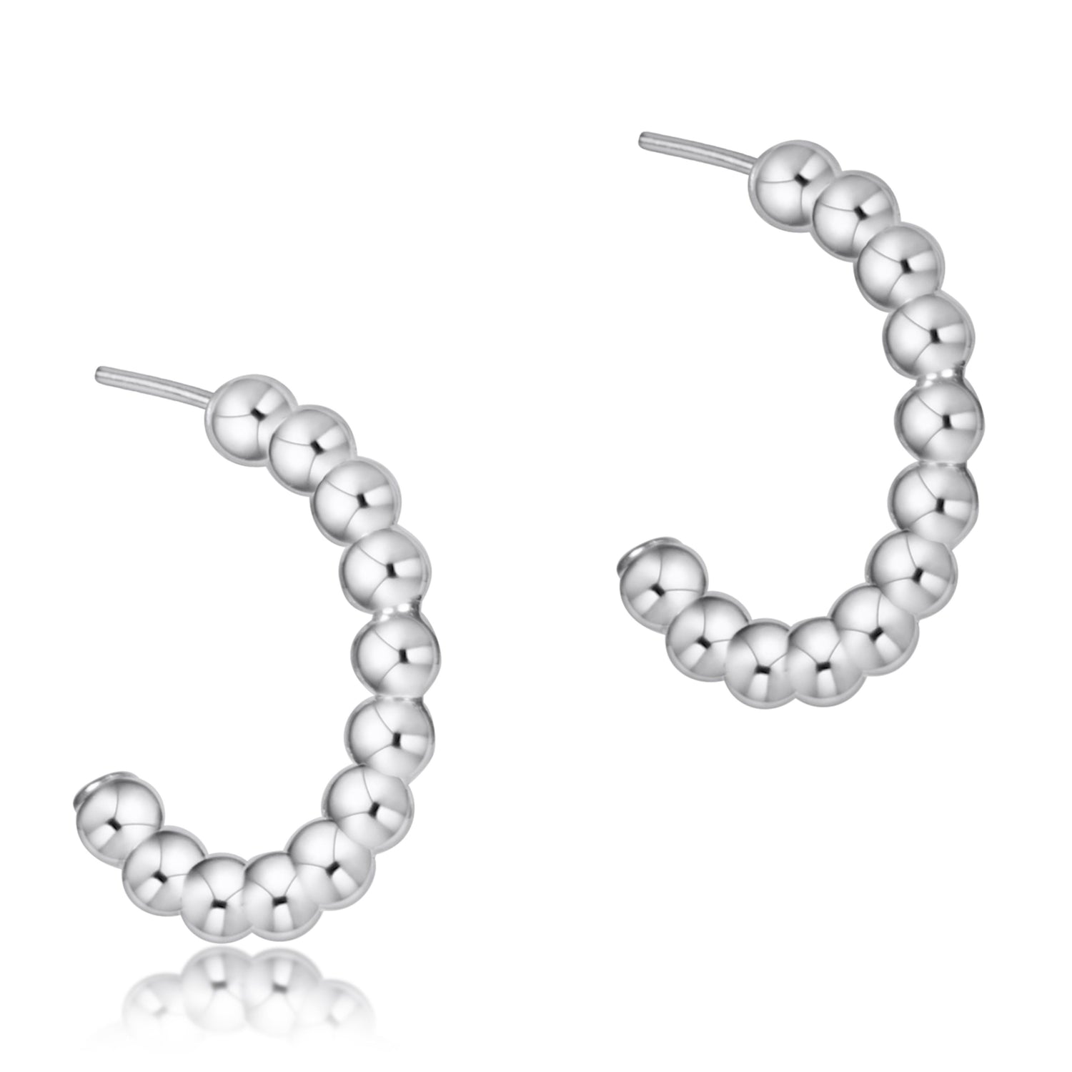 Beaded Classic 3mm Sterling Hoops - 1"