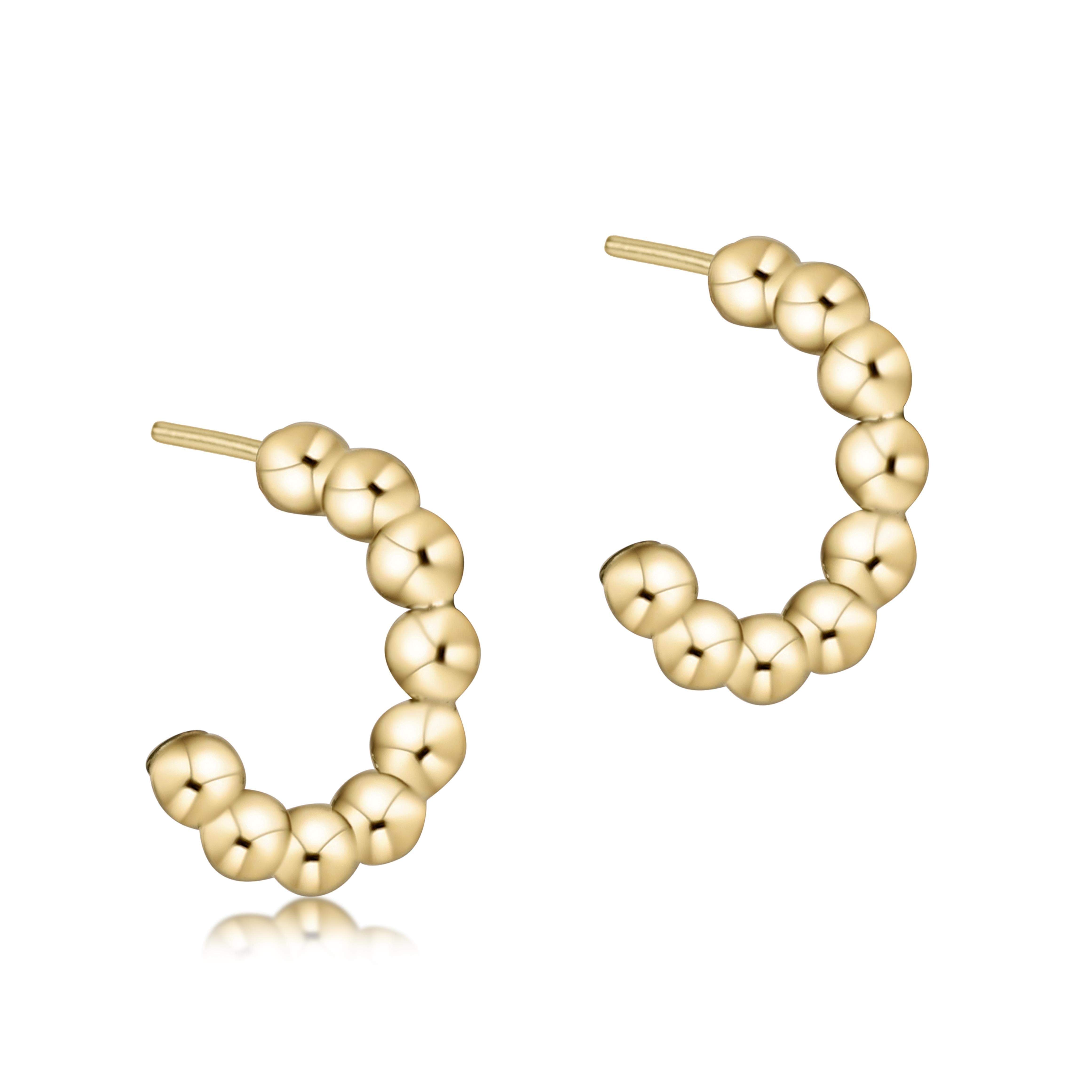 Beaded Classic 4mm Gold Hoops