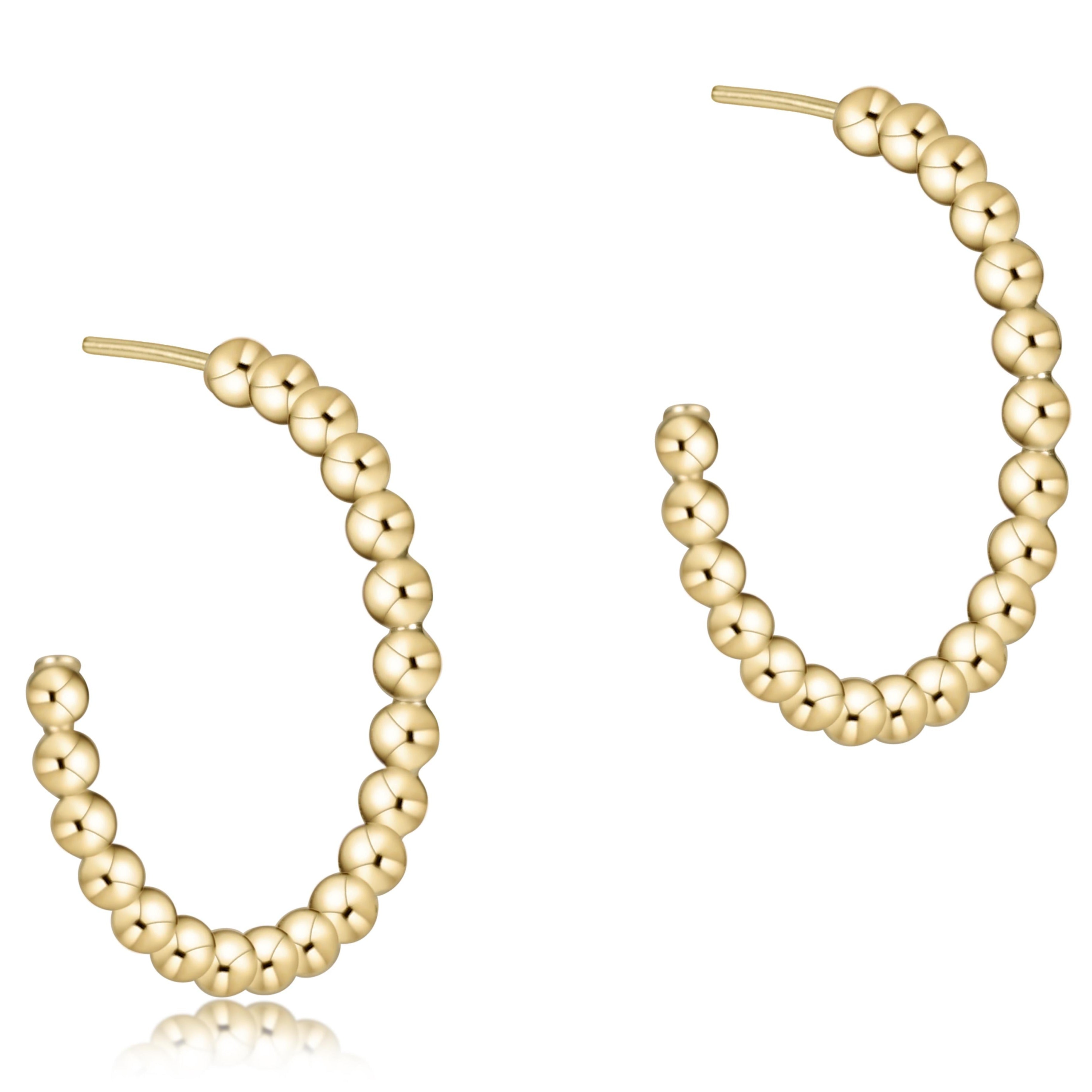 Beaded Classic 4mm Gold Hoops