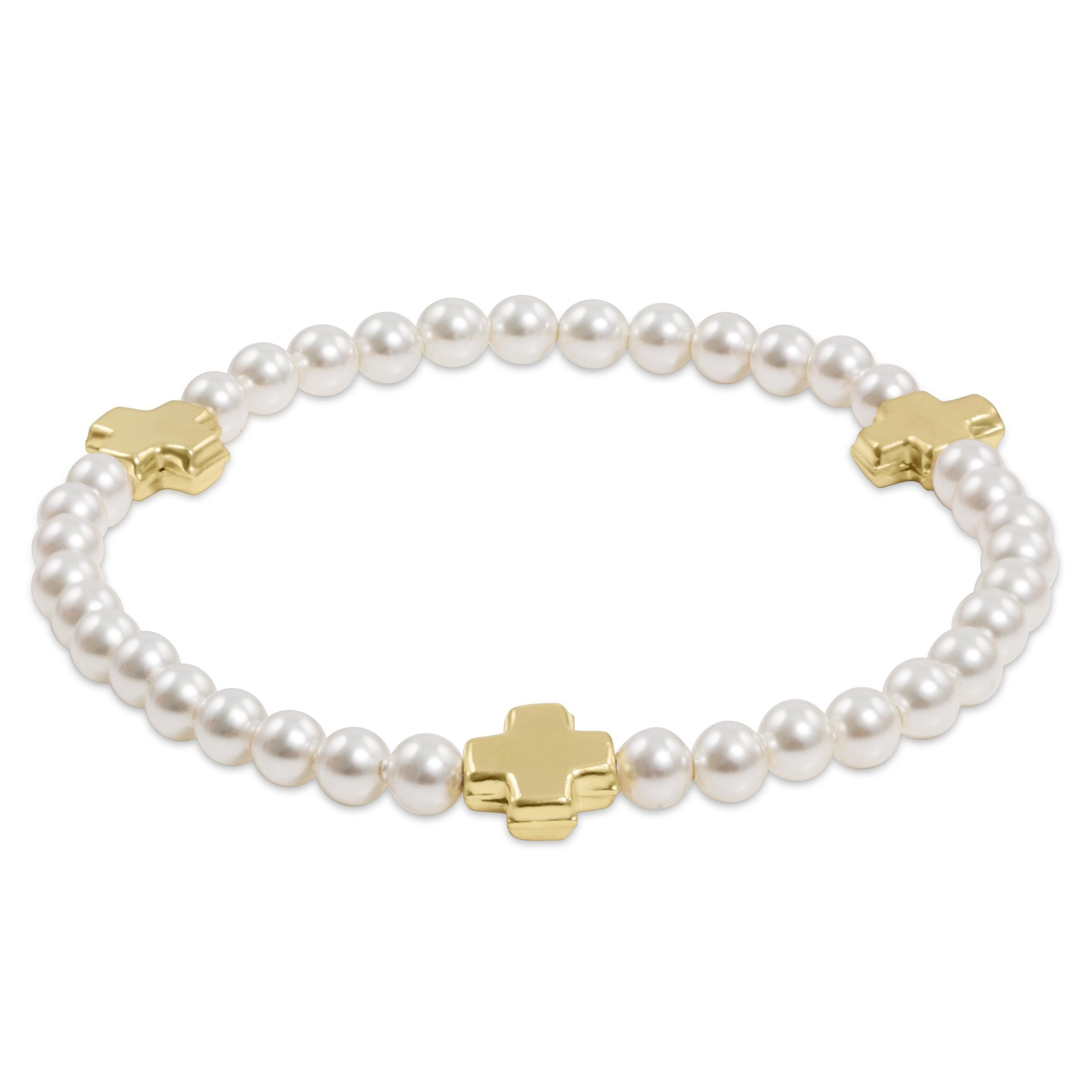Signature Cross Pearl Bead Bracelet