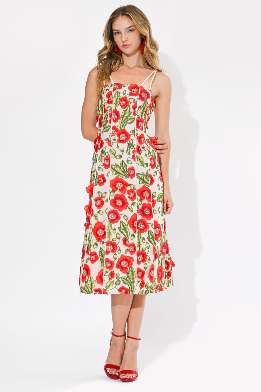 Ivy Textured Floral Midi Dress