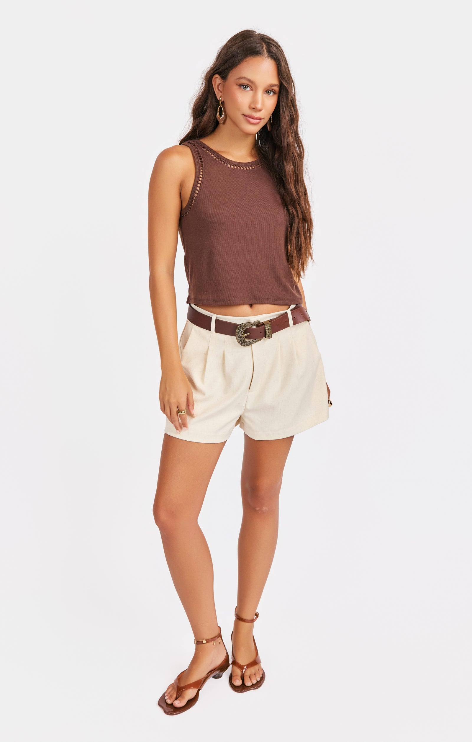 Riptide Embroidered Tank - Oak