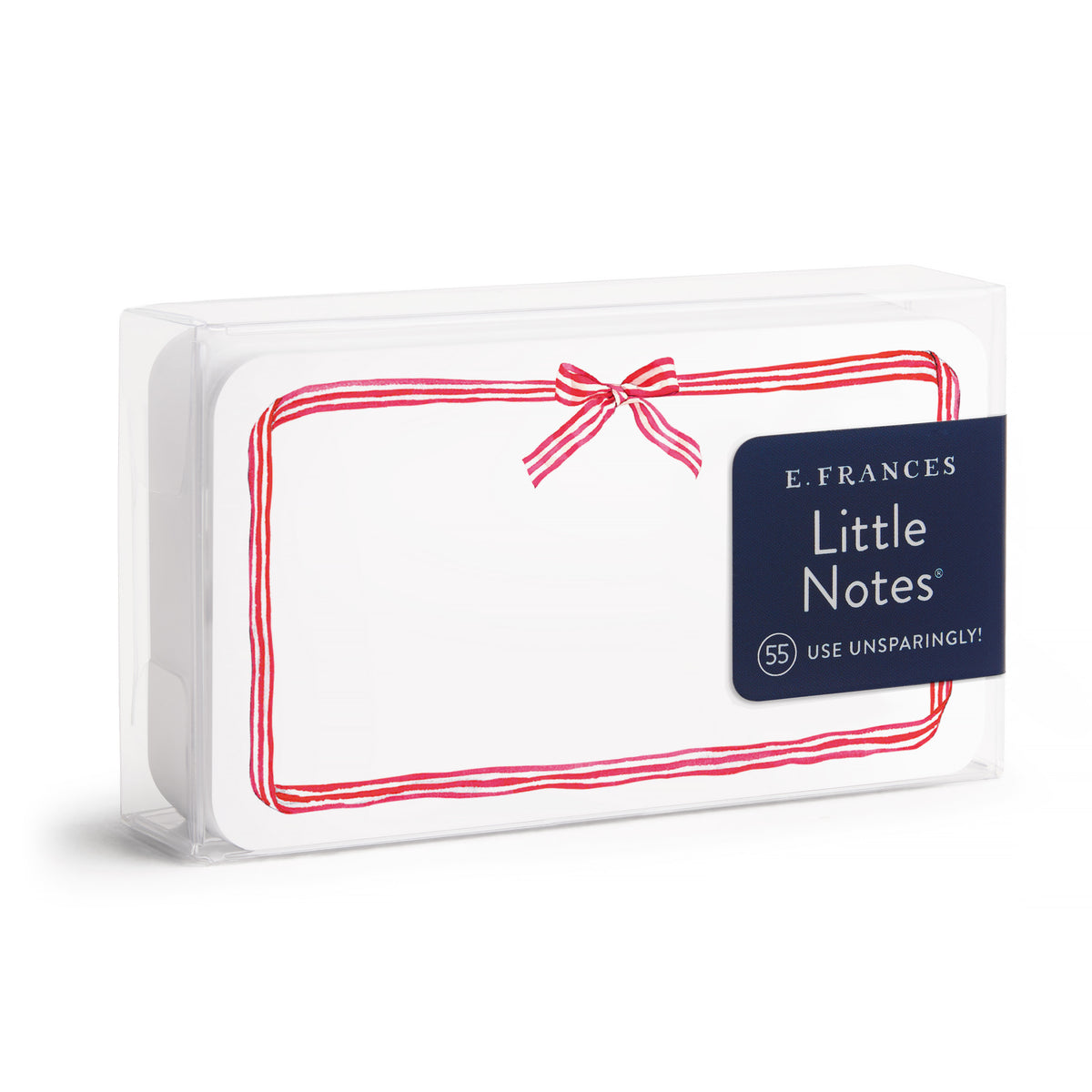 Little Notes® candy box with white fill, red ribbon border and bow, label card