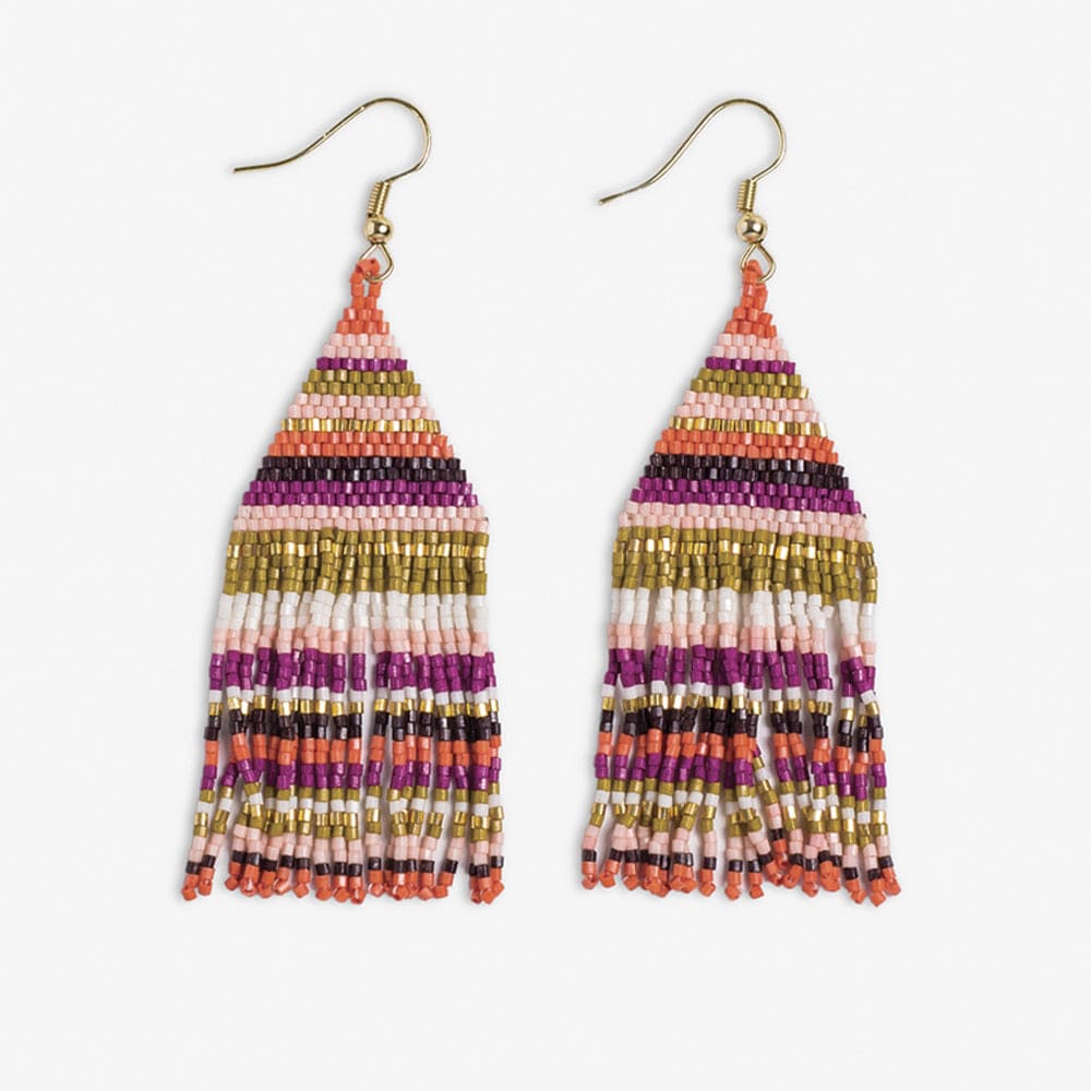 Lexie Horizontal Stripe Beaded Fringe Earrings