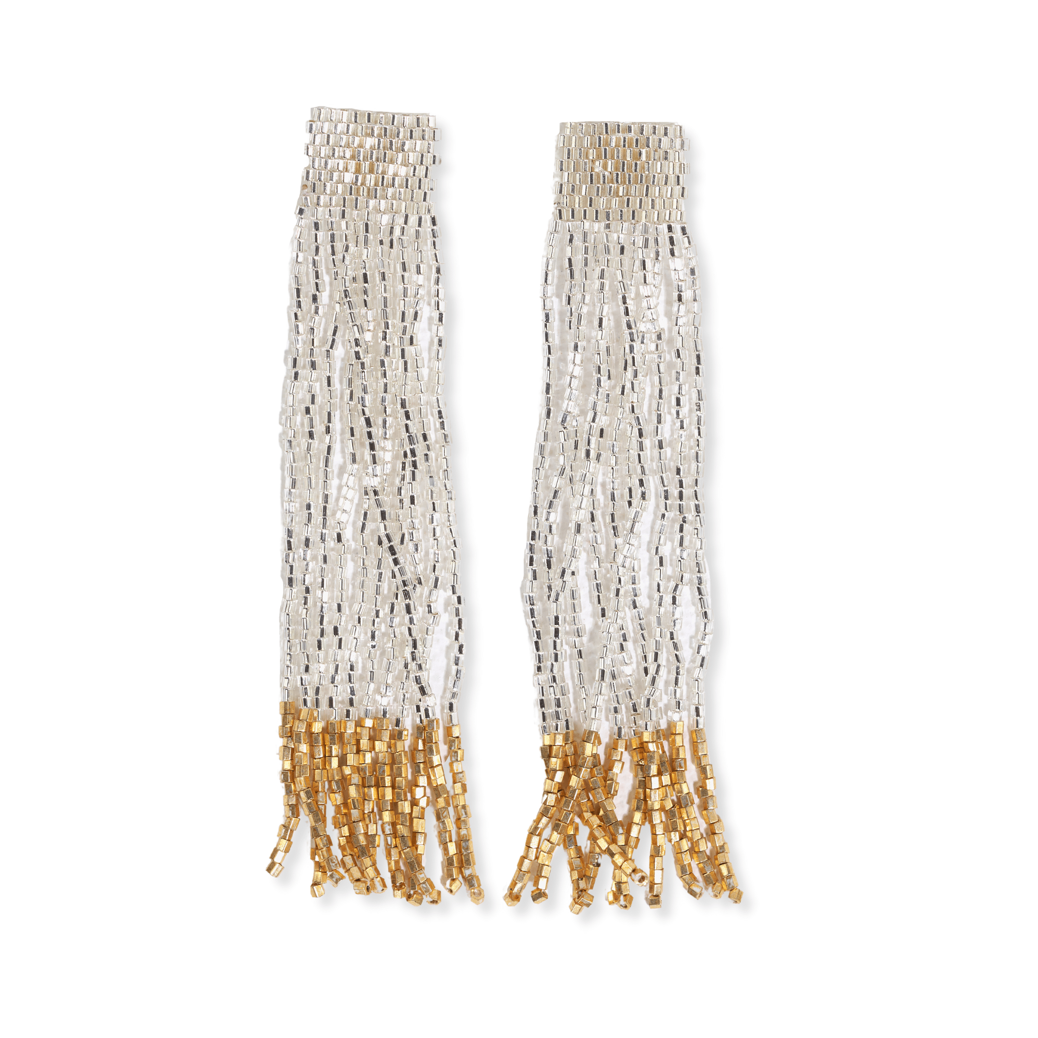 Ila Thick Stripe Beaded Fringe Earrings
