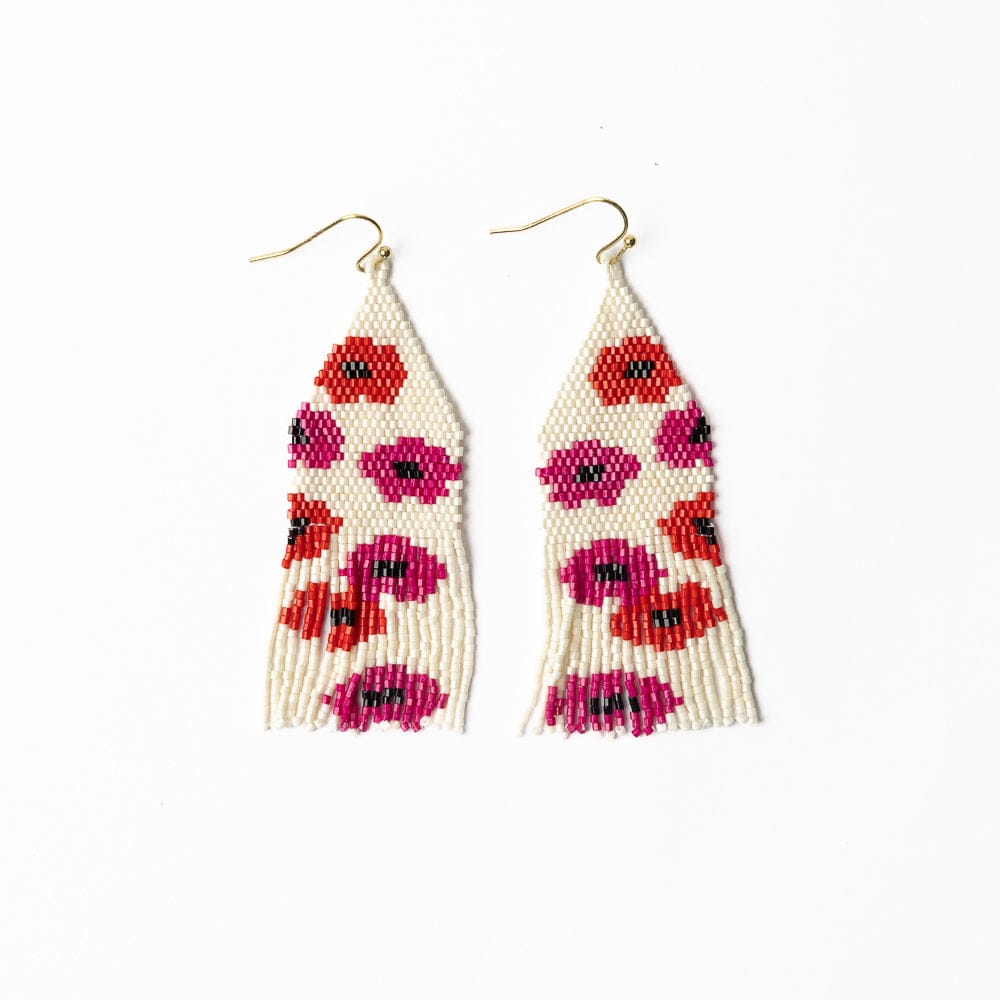 Delilah Poppies Beaded Fringe Earrings