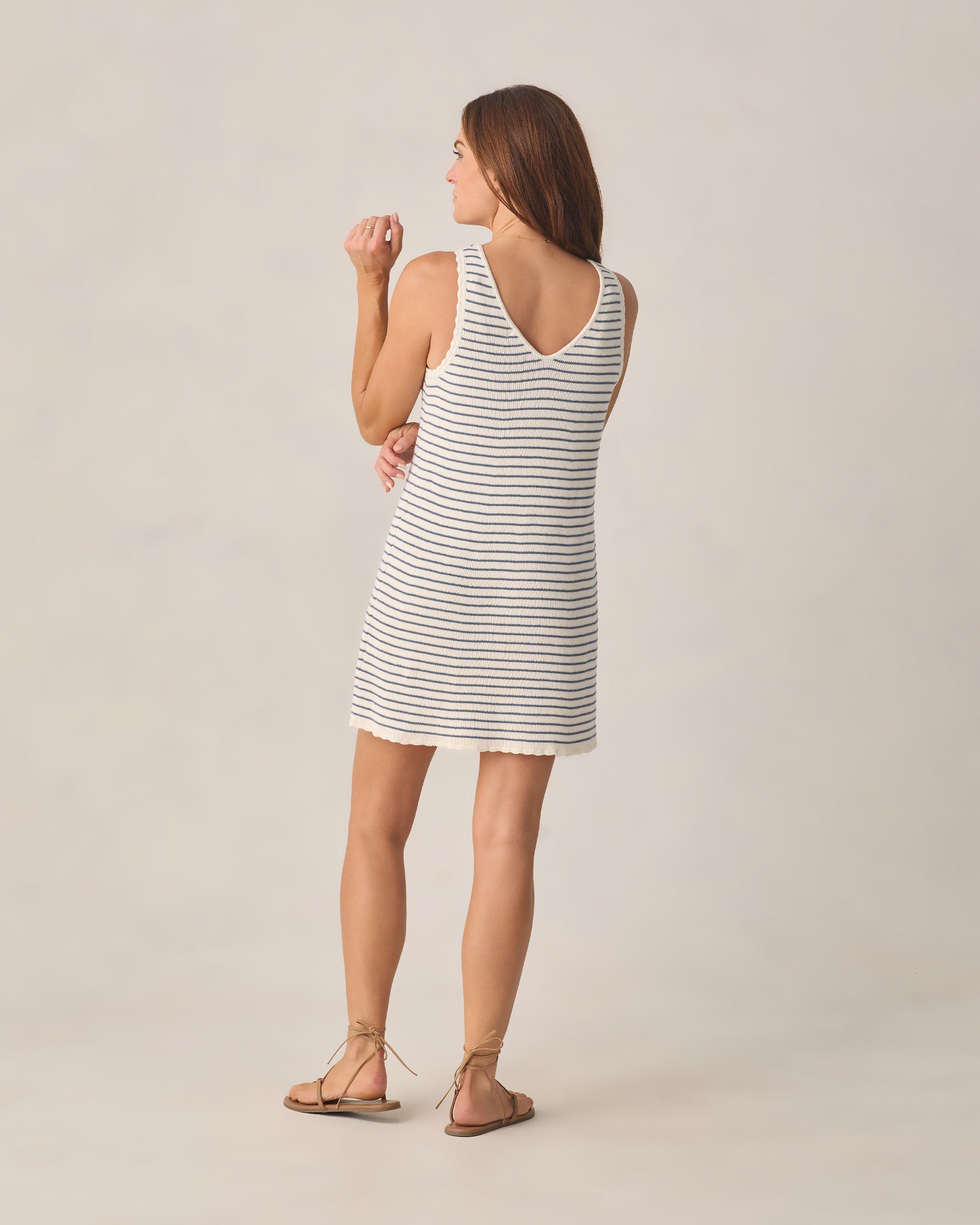 Crochet Tank Mini Dress - Marine Stripe