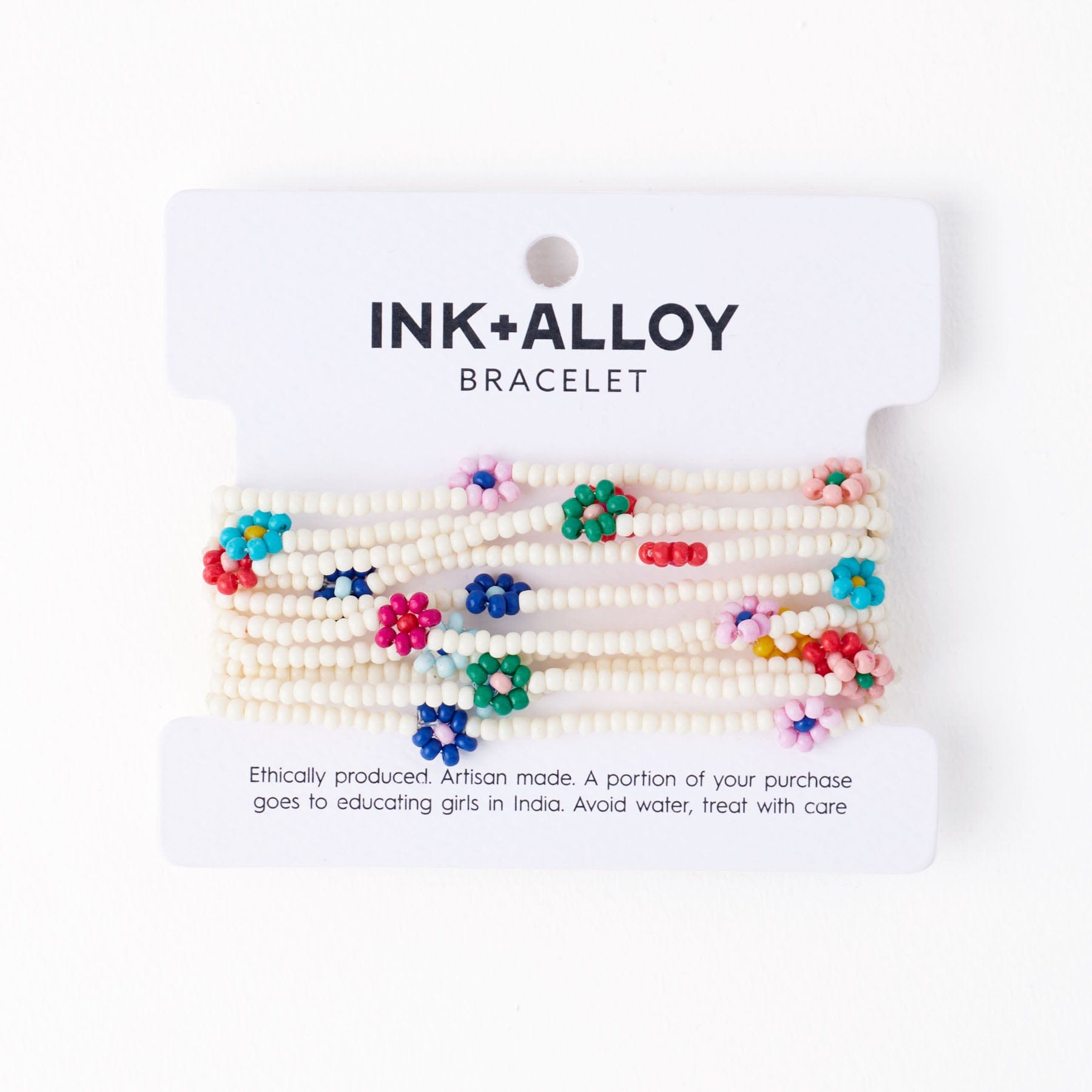 Sage Flower Beaded Stretch Bracelet Set