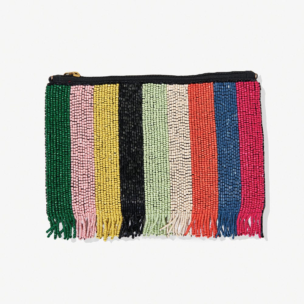 Margaret Stripe Fringe Luxe Beaded Clutch